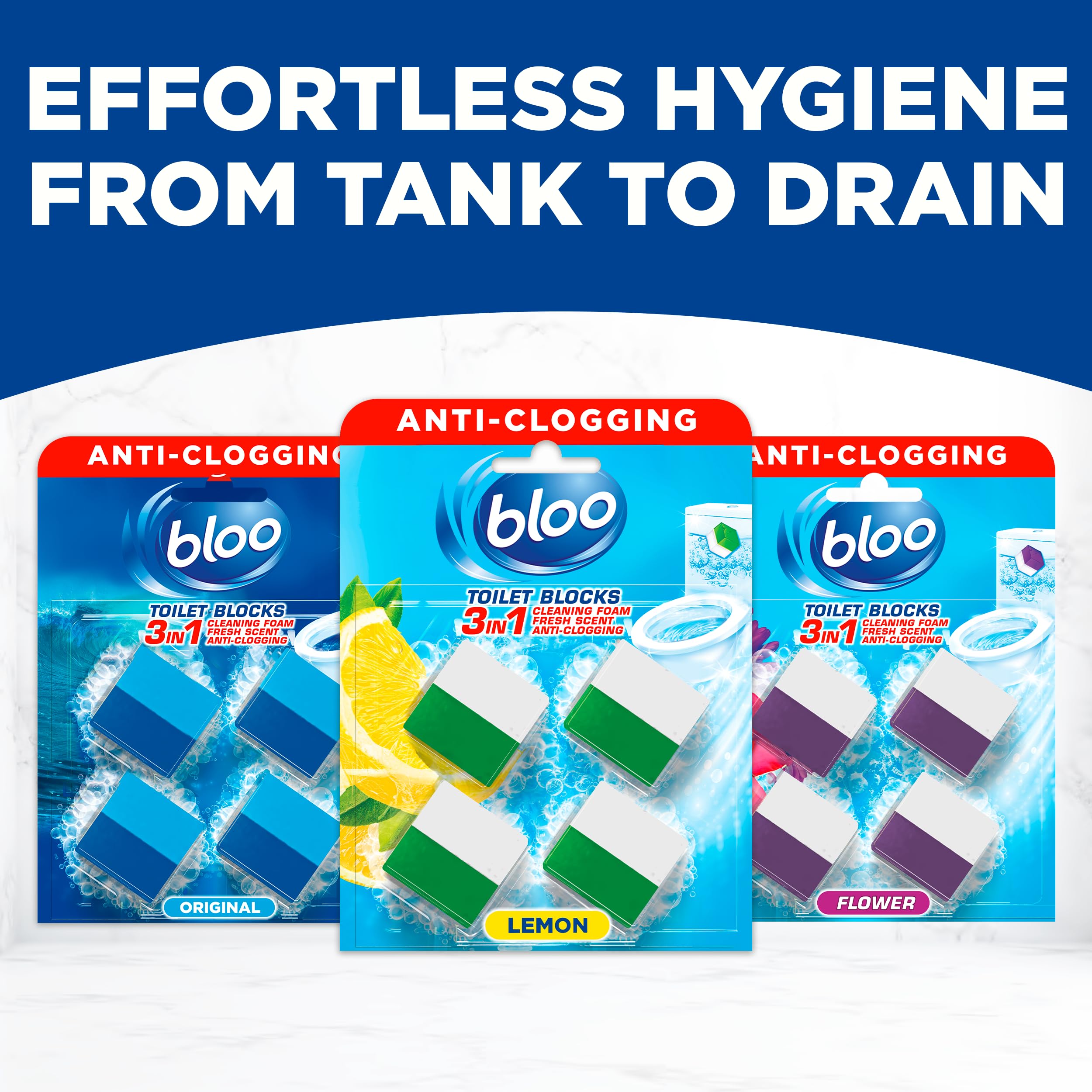 Bloo Toilet Blocks - 4 Count Pack, Lemon Scent, Limescale Remover 6