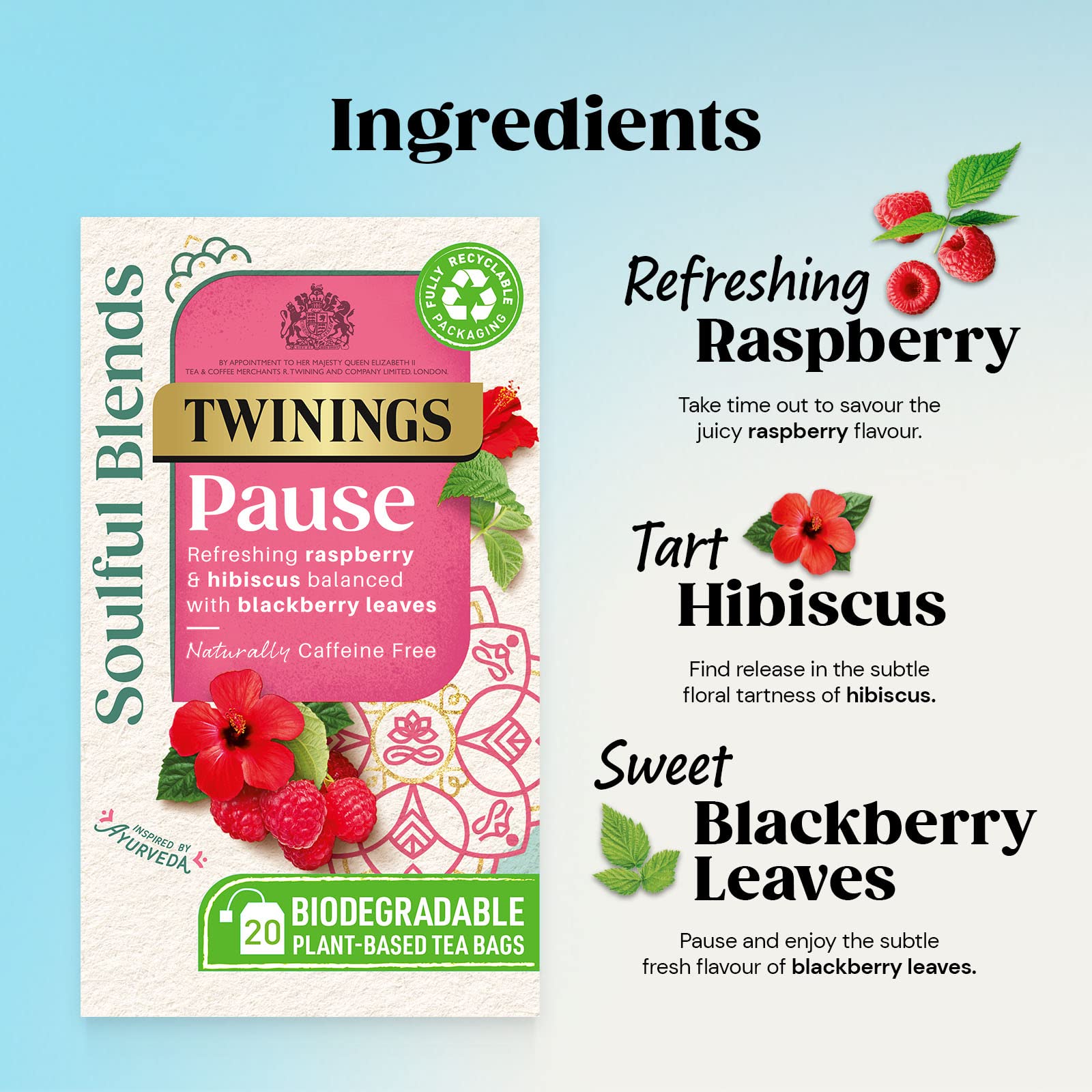 Twinings Soulful Blends Pause Herbal Tea - Refreshing Raspberry & Hibiscus | 20 Count Teabags 3