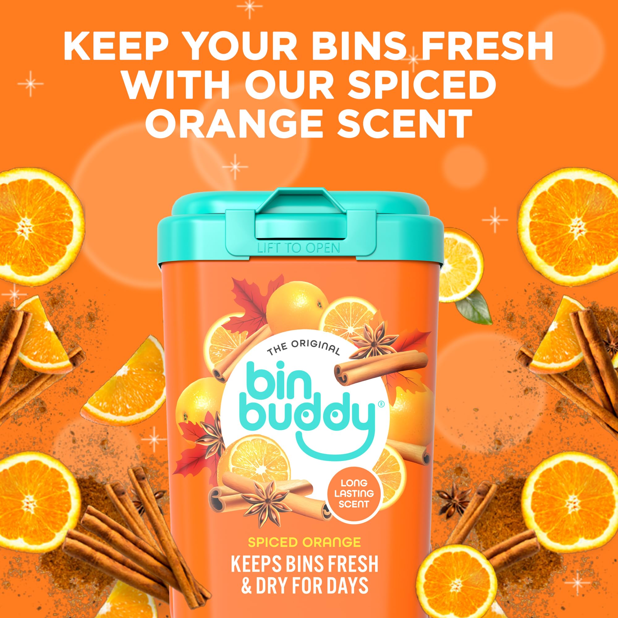 Bin Buddy Spiced Orange Air Freshener Powder - Absorbs Mess | Lasts for Days | 3 Pack 4