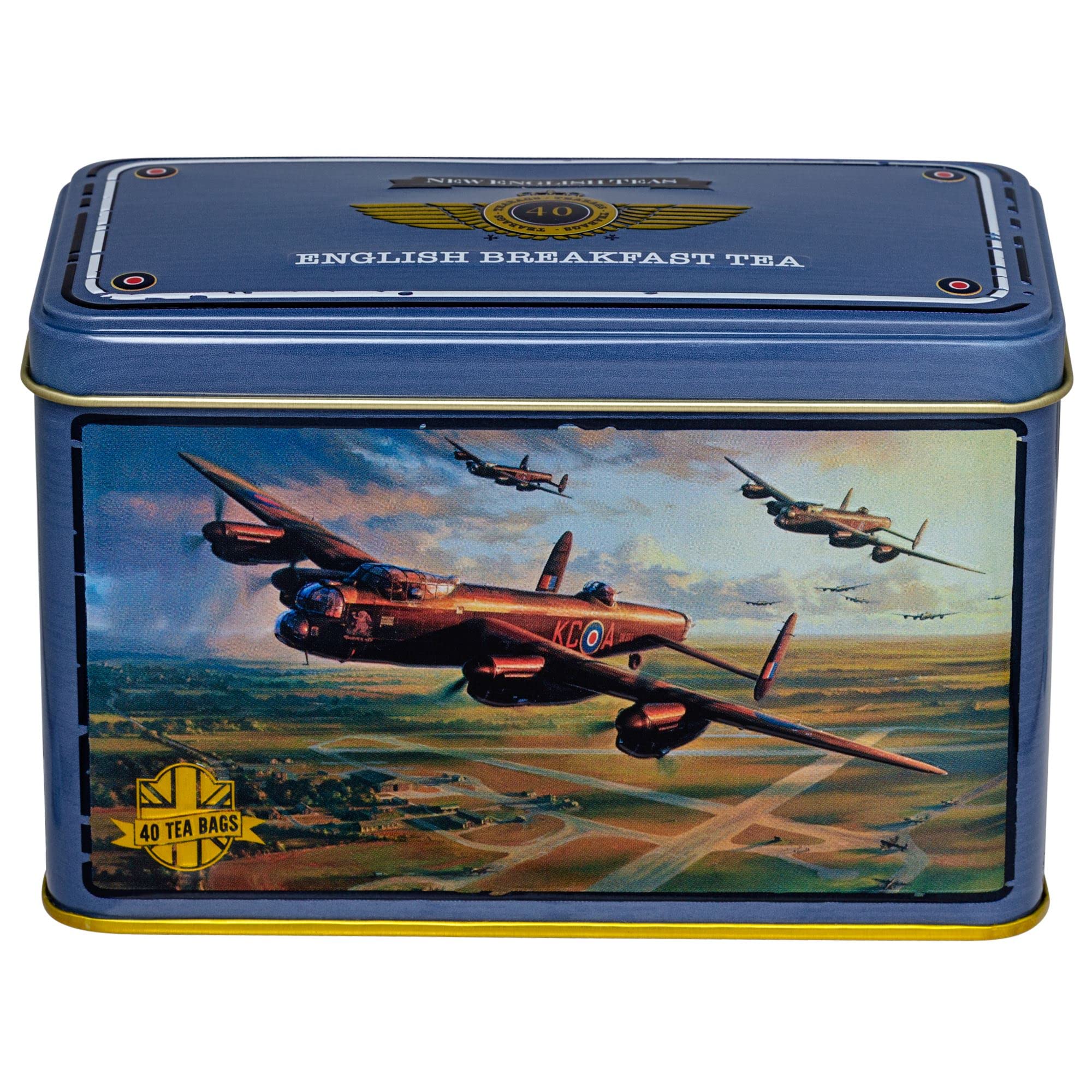 New English Teas Lancaster Bomber Tea Tin with 40 English Breakfast Teabags | 80g