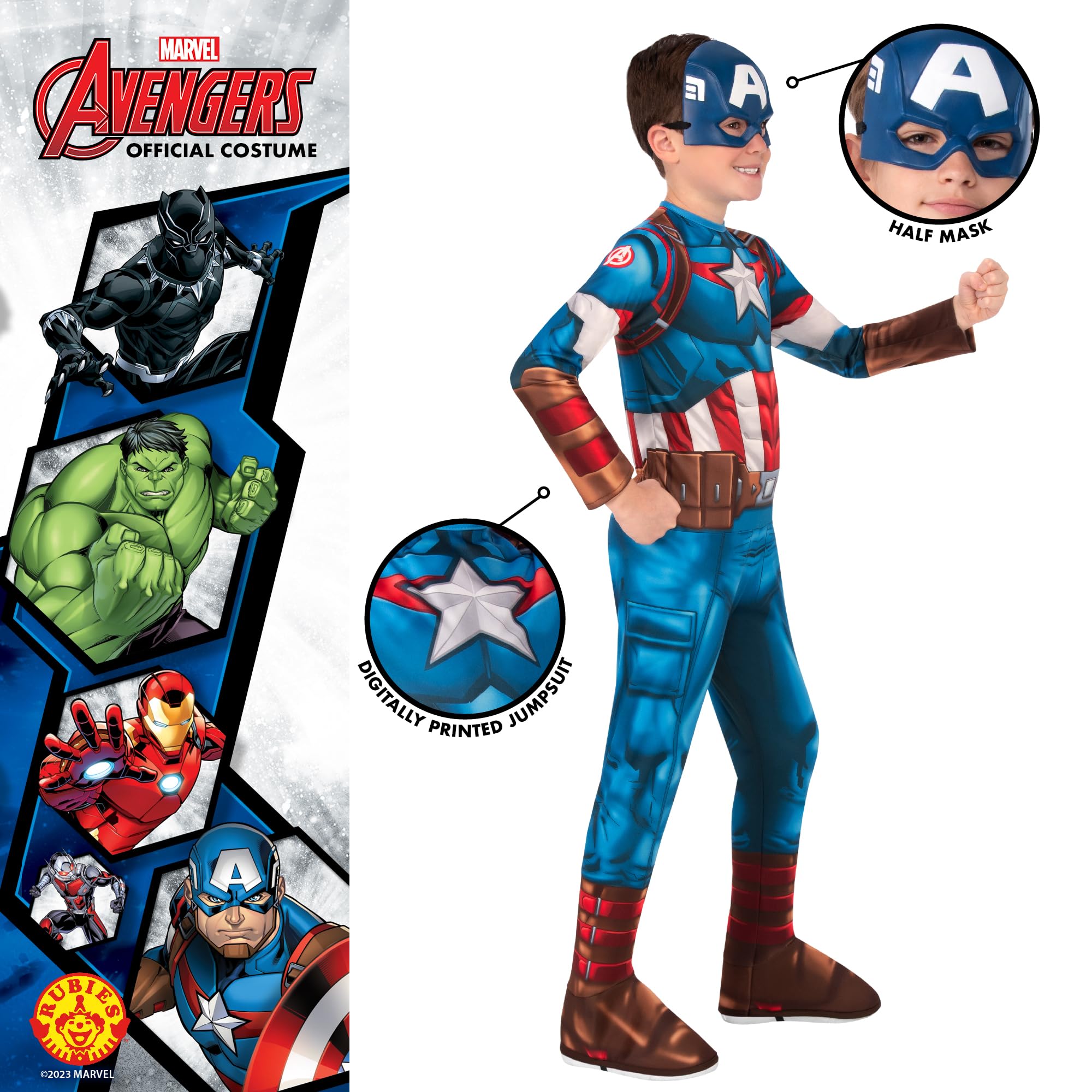 Rubies Captain America Kids Fancy Dress Costume - Boys Size 5-6 Years | Polyester 3