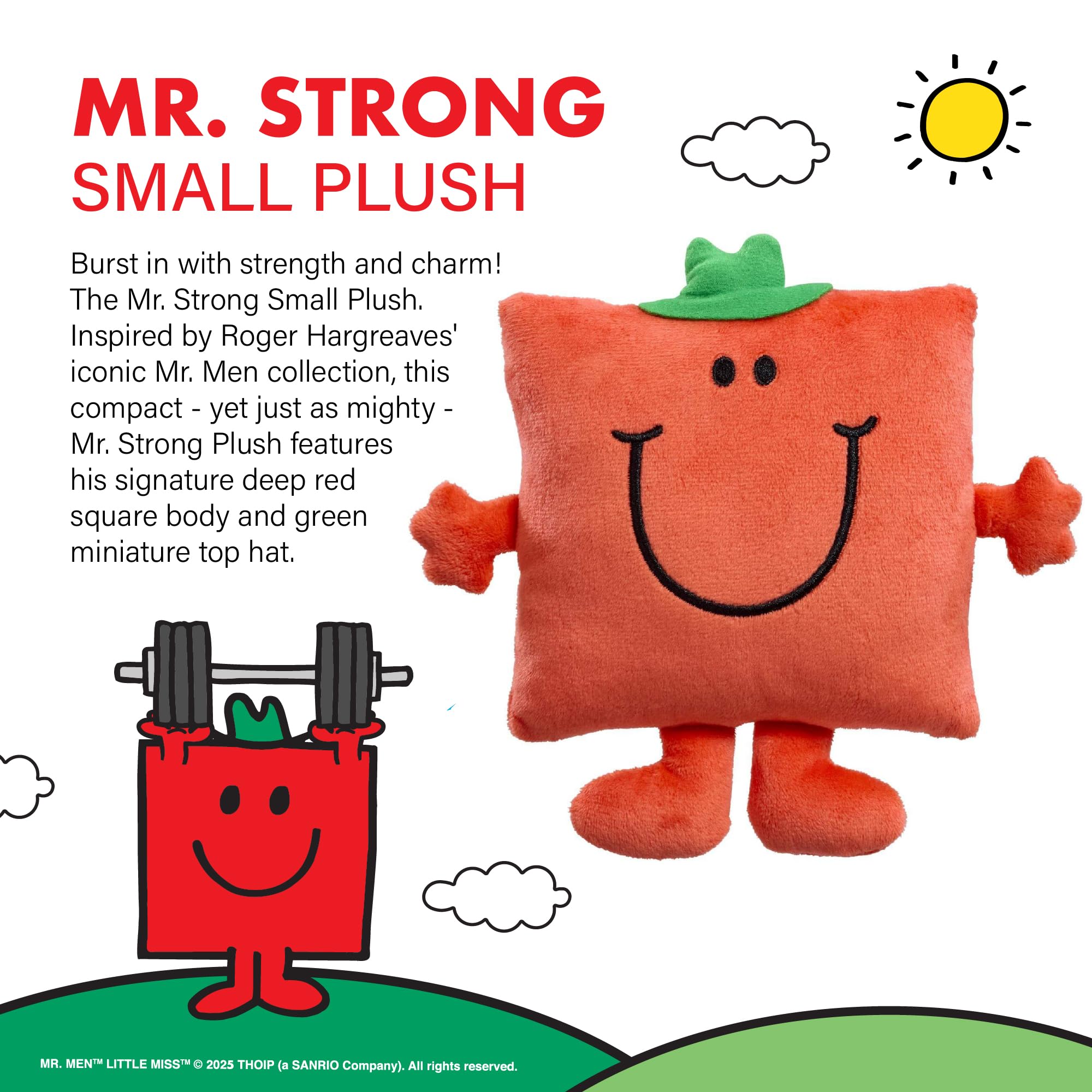 Rainbow Designs Mr. Strong Small Plush Toy - Iconic Mr. Men Character | 18 cm Height