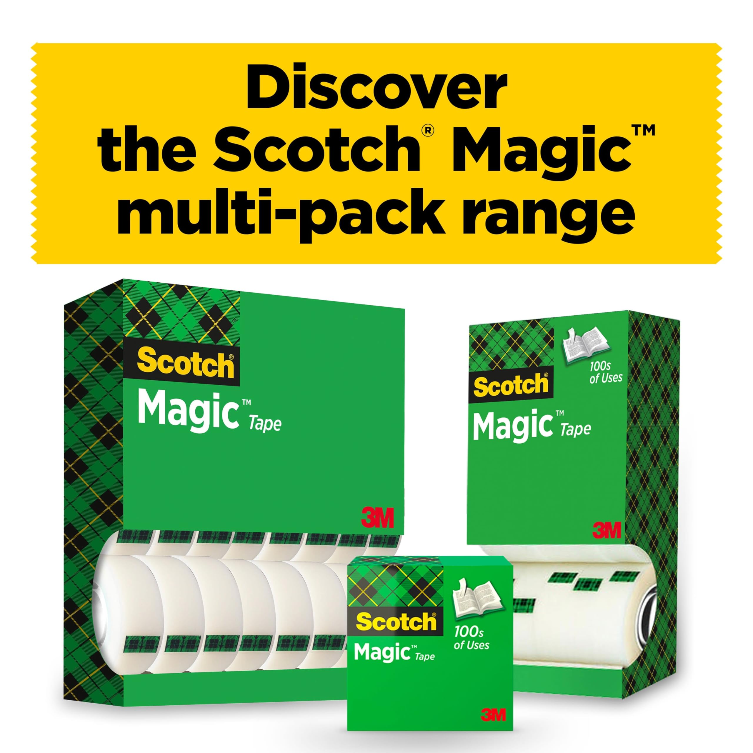 Scotch Magic Tape, Value Pack, 8 Rolls , 19 mm x 33 m - General Purpose Sticky Tape for Document Repair, Labelling & Sealing 7