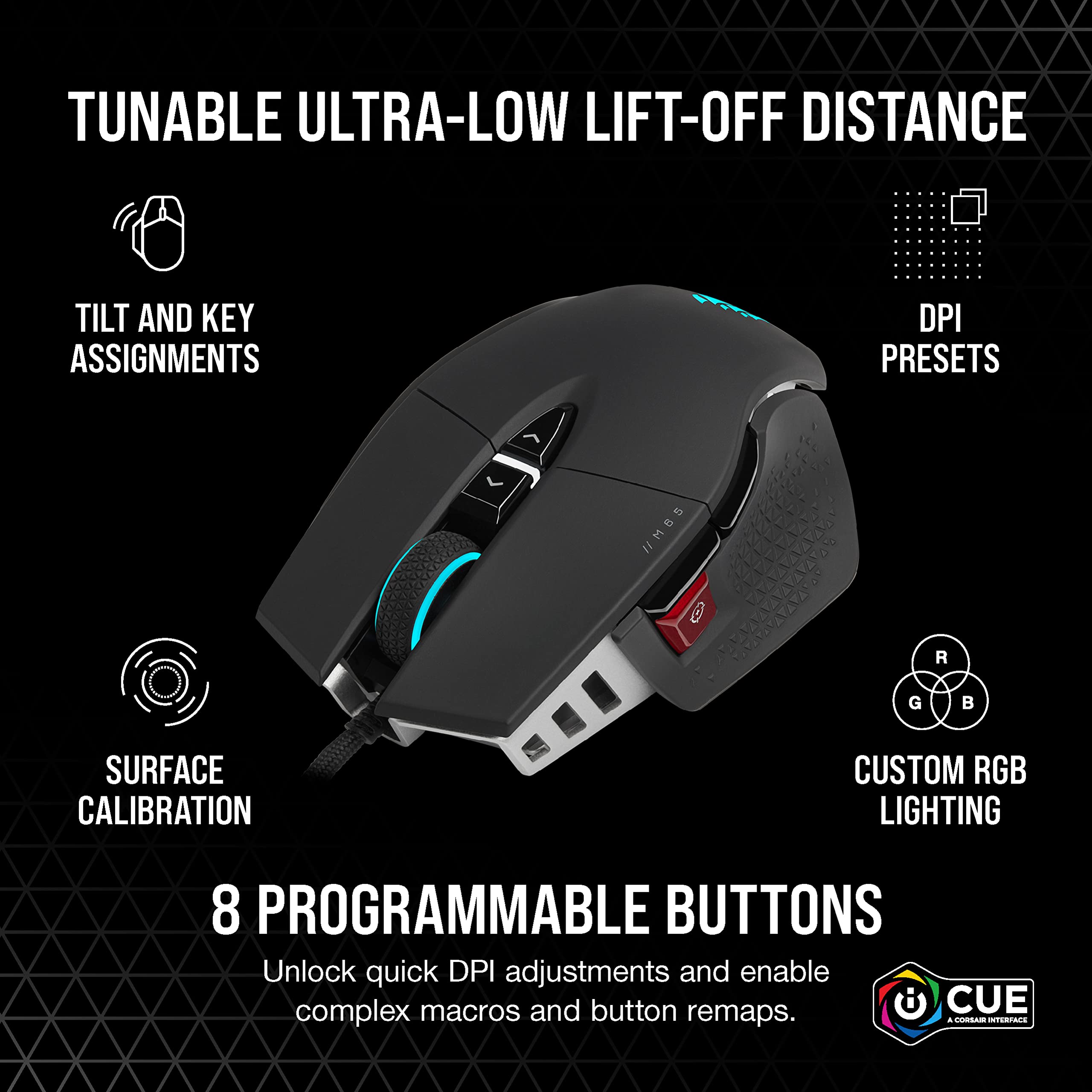 Corsair M65 RGB ULTRA Tunable FPS Gaming Mouse - CORSAIR MARKSMAN 26,000 DP 3