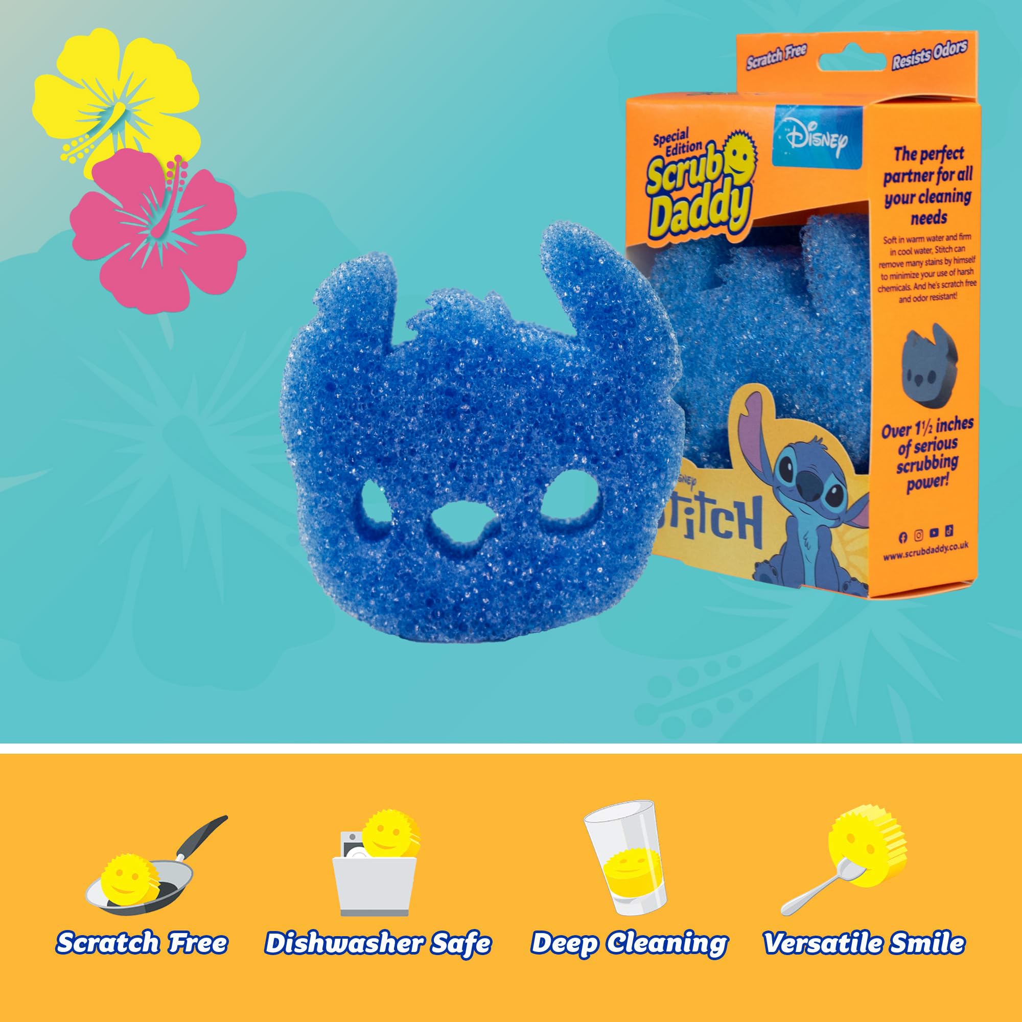 Scrub Daddy Disney Stitch FlexTexture Spülschwamm, Doppelpack – Topfreiniger mit Smiley-Gesicht für Küche und Bad 5
