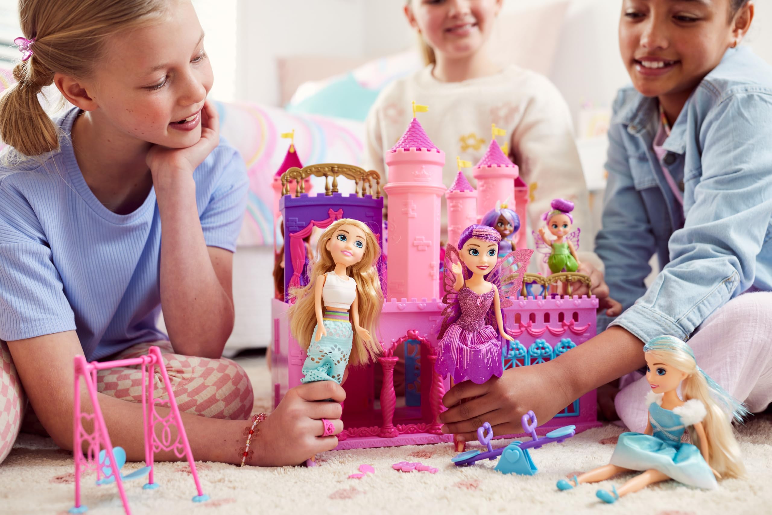 Sparkle Girlz Fantasy Little Friends Set of 10 Dolls - 4.7 Inch Plastic Figures | Interchangeable Outfits 5