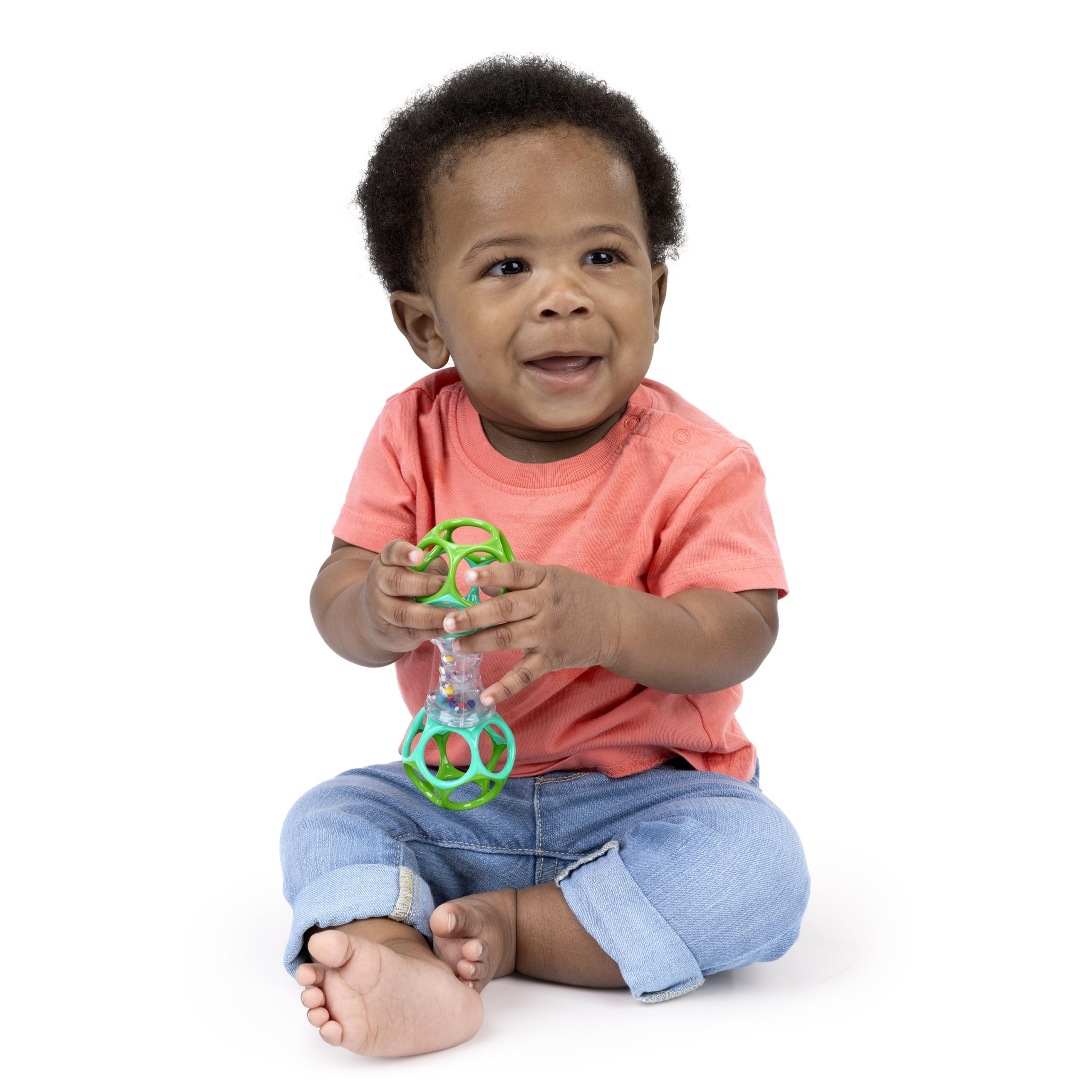 Bright Starts Oball Shaker Rattle Toy - Easy-Grip, BPA-Free for Newborns+ 5