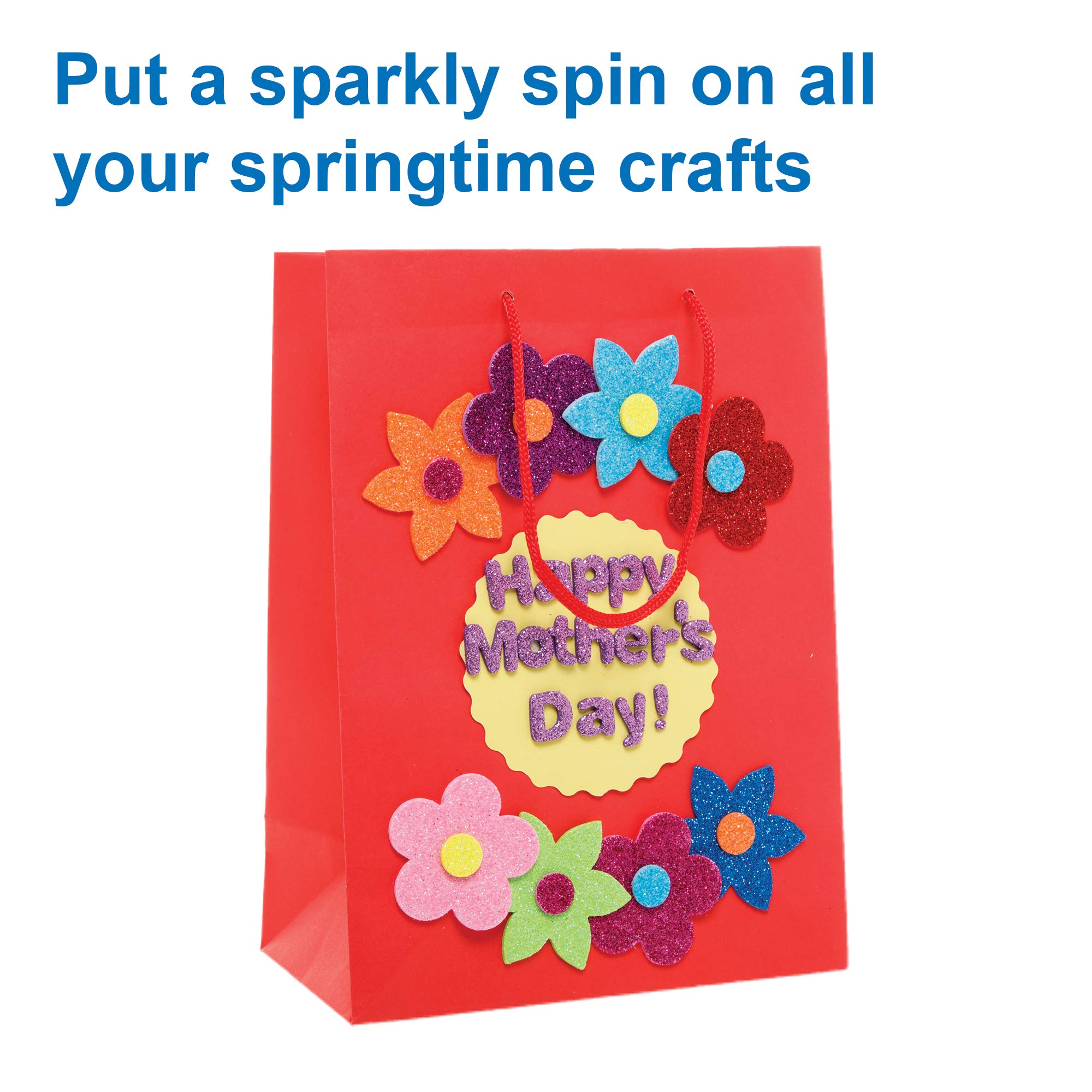 Baker Ross Flower Glitter Stickers - Pack of 120, Assorted Designs, 40mm | Easter Crafts 6