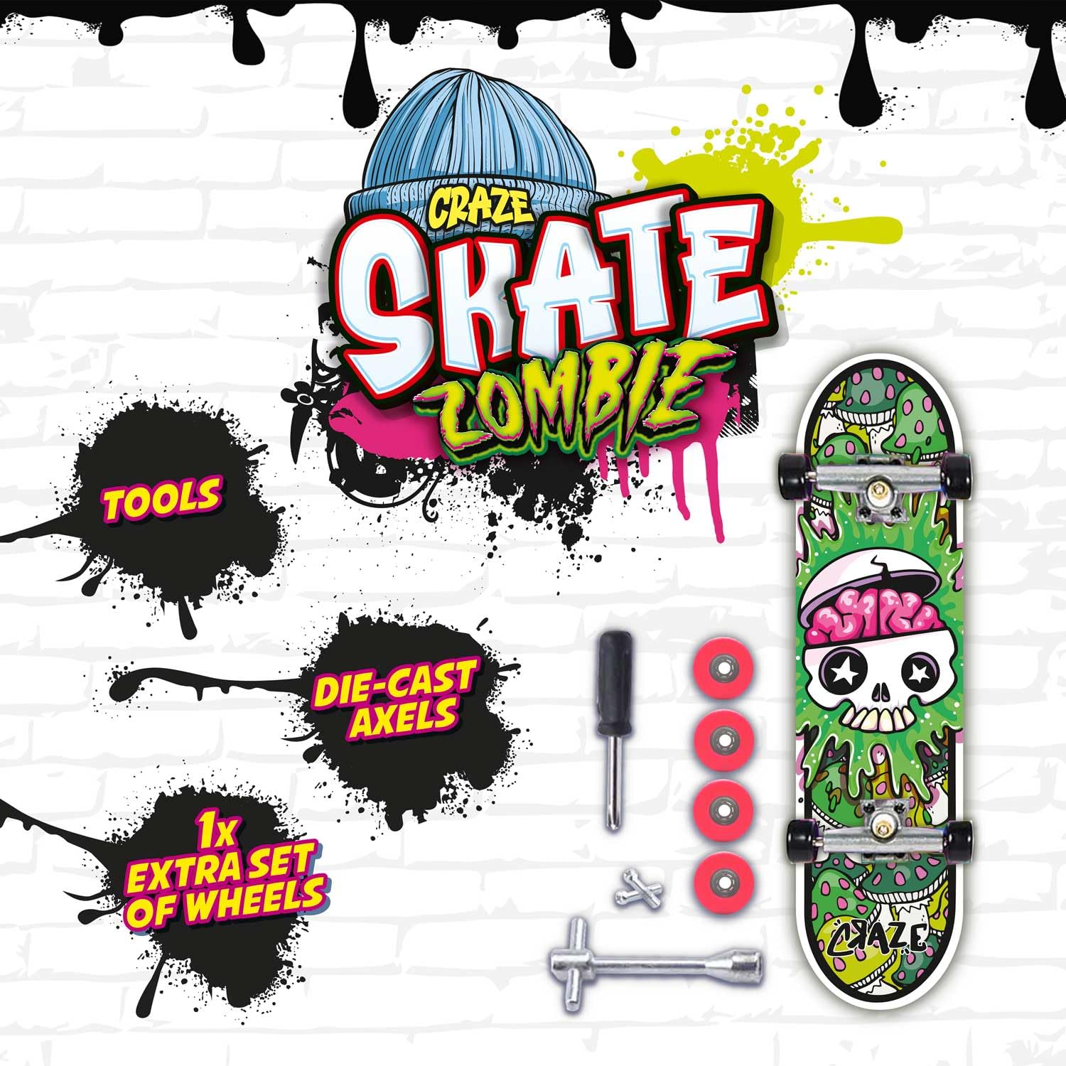 CRAZE SKATE Fingerboard Single Mix - Fully Assembled, Customisable, Die-Cast Axles | Model 54727