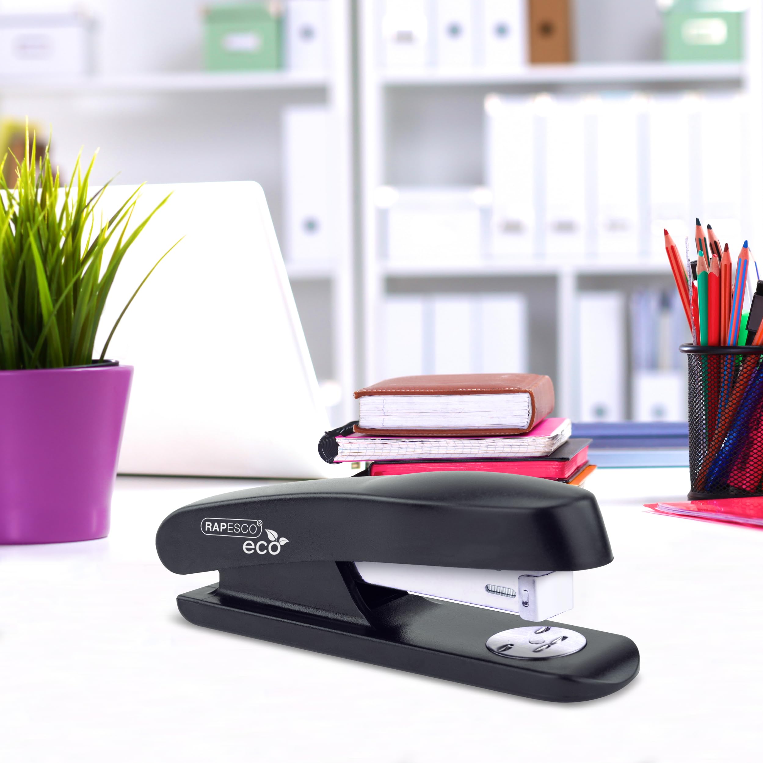 RAPESCO 1756 Business Pack: 4 ECO Half Strip Staplers and 4 Boxes of 1000 26/6 mm Staples 7