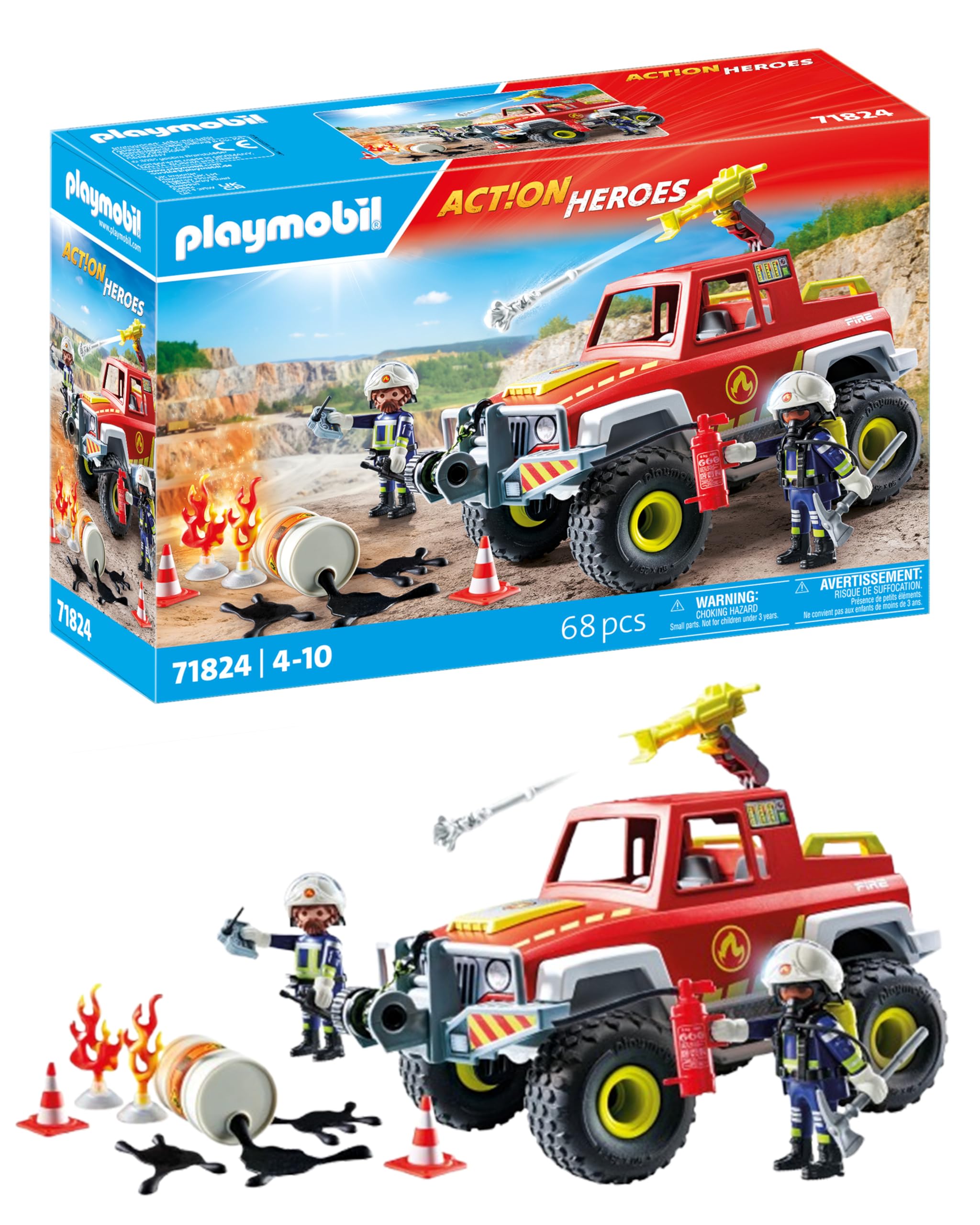 Playmobil | Action Heroes | Fire Truck | Fire Engine | Toy Car | Toys for Children aged 4+ | 71824