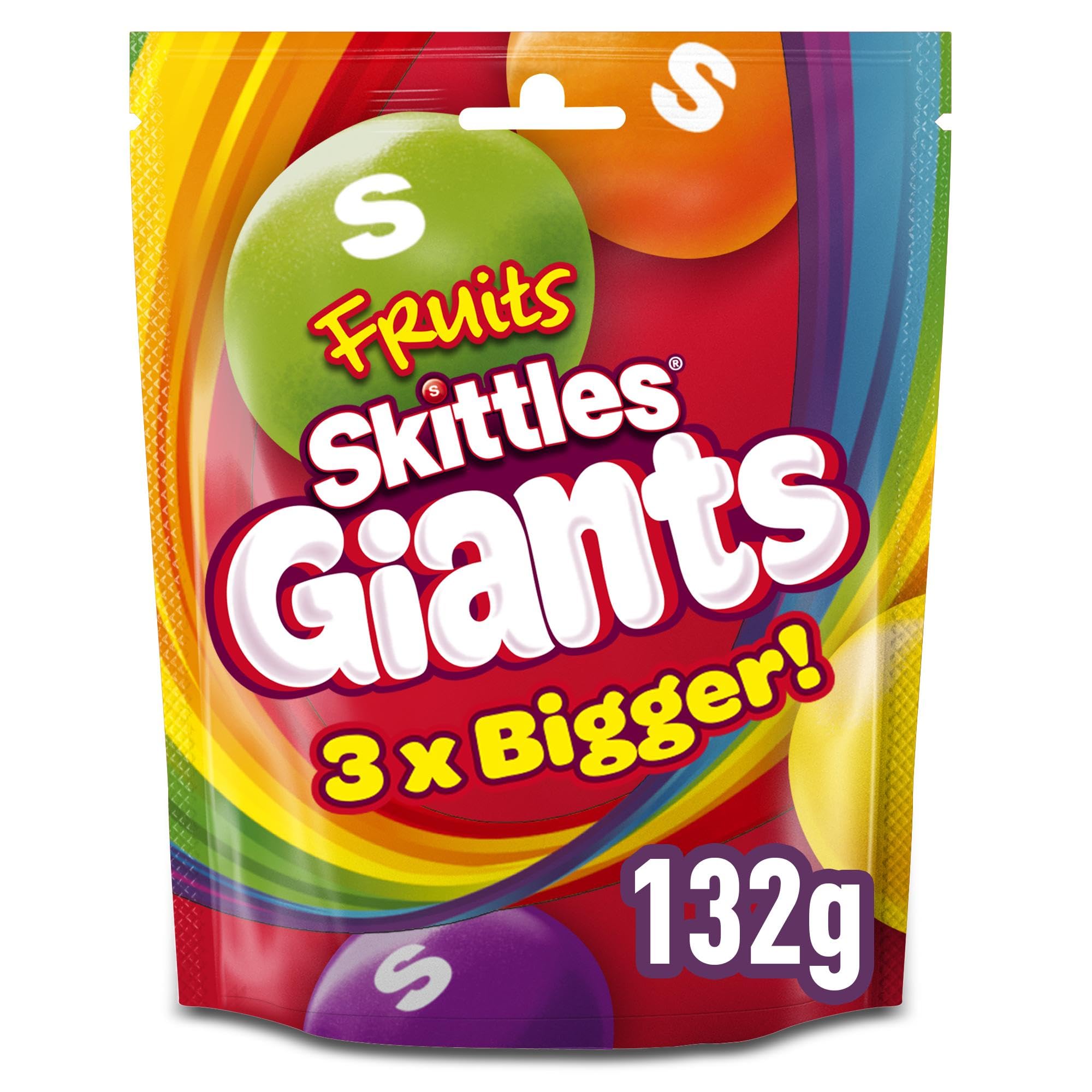 Skittles Giants Fruit Flavoured Sweets - 3x Bigger Size | 132g Bag