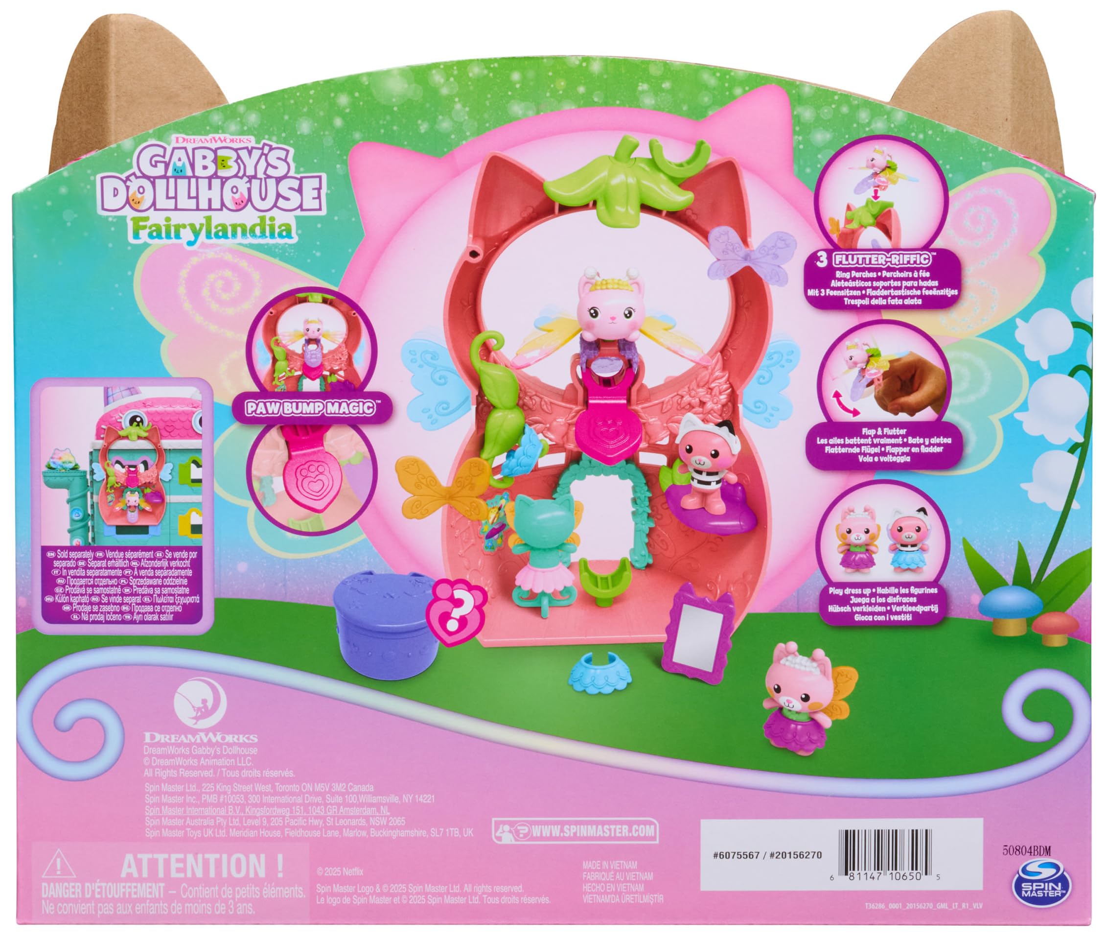 DREAMWORKS GABBY'S DOLLHOUSE Kitty Fairy’s Flutter-riffic Playset with 12 Pieces | Ages 3-6 7