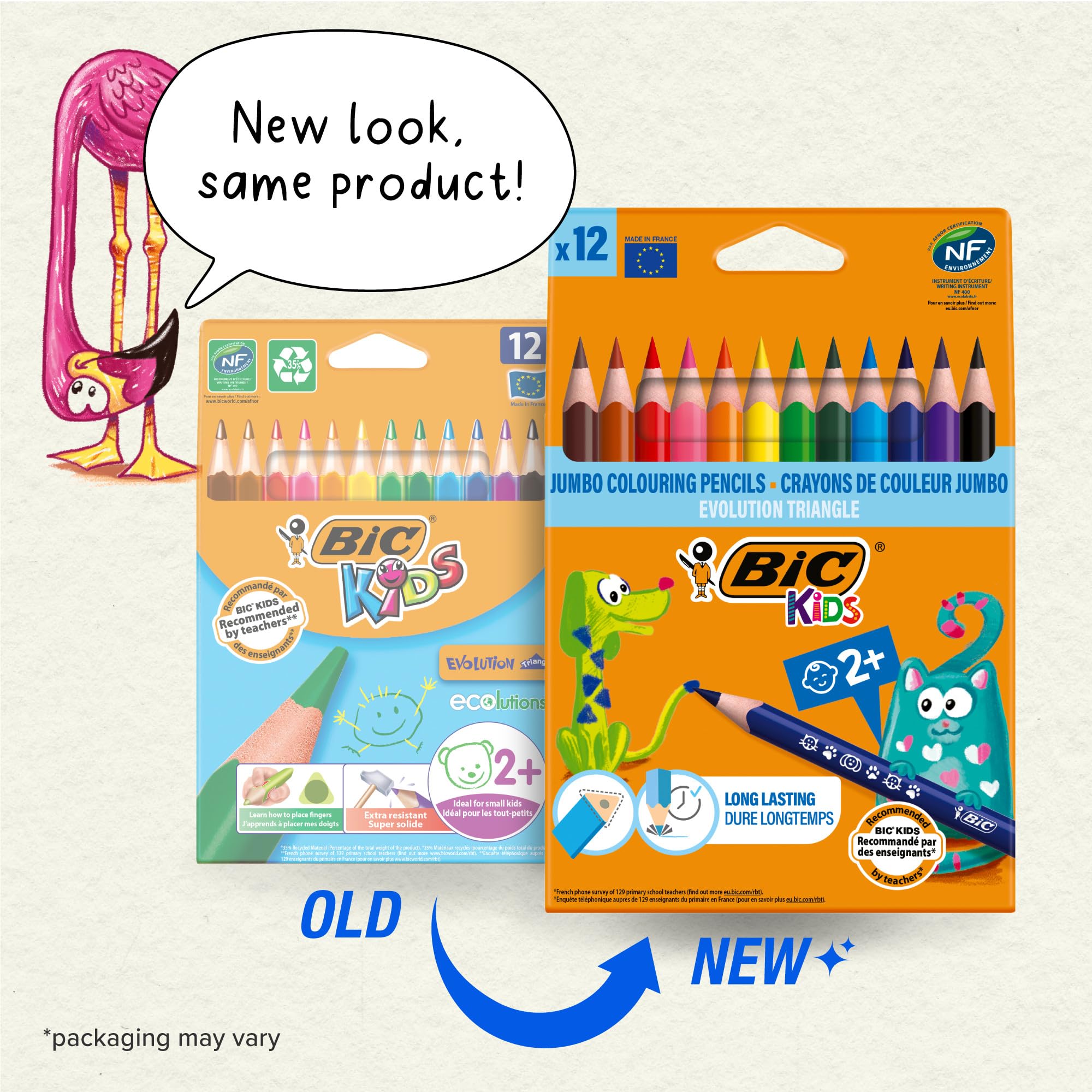 BIC Kids Evolution Triangle ECOlutions Colouring Pencils - Assorted Colours, Pack of 12