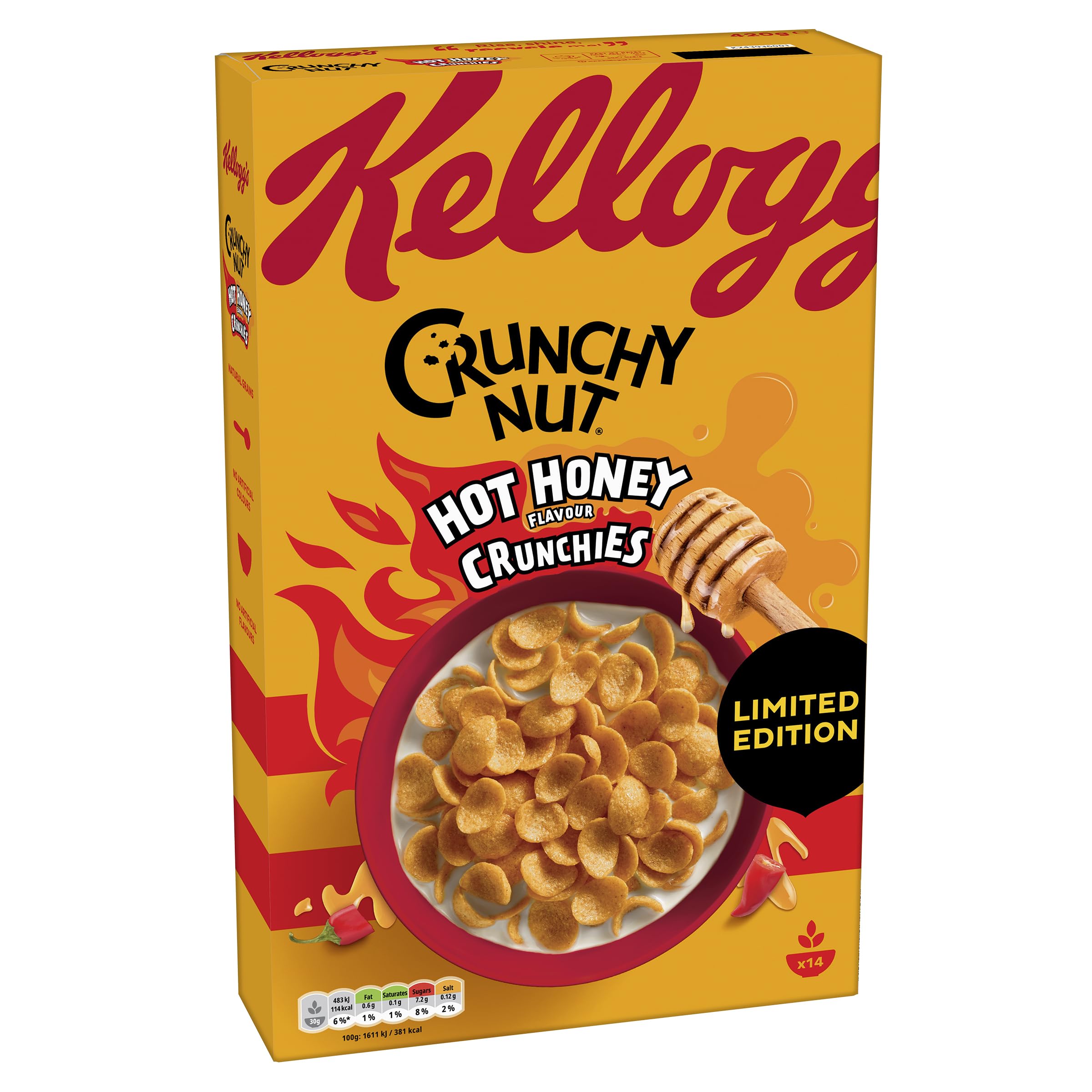 Kellogg's Krave Crunchy Nut Hot Honey Crunchies Cereal - Corn, Wheat & Oat with Honey & Chilli | 420g