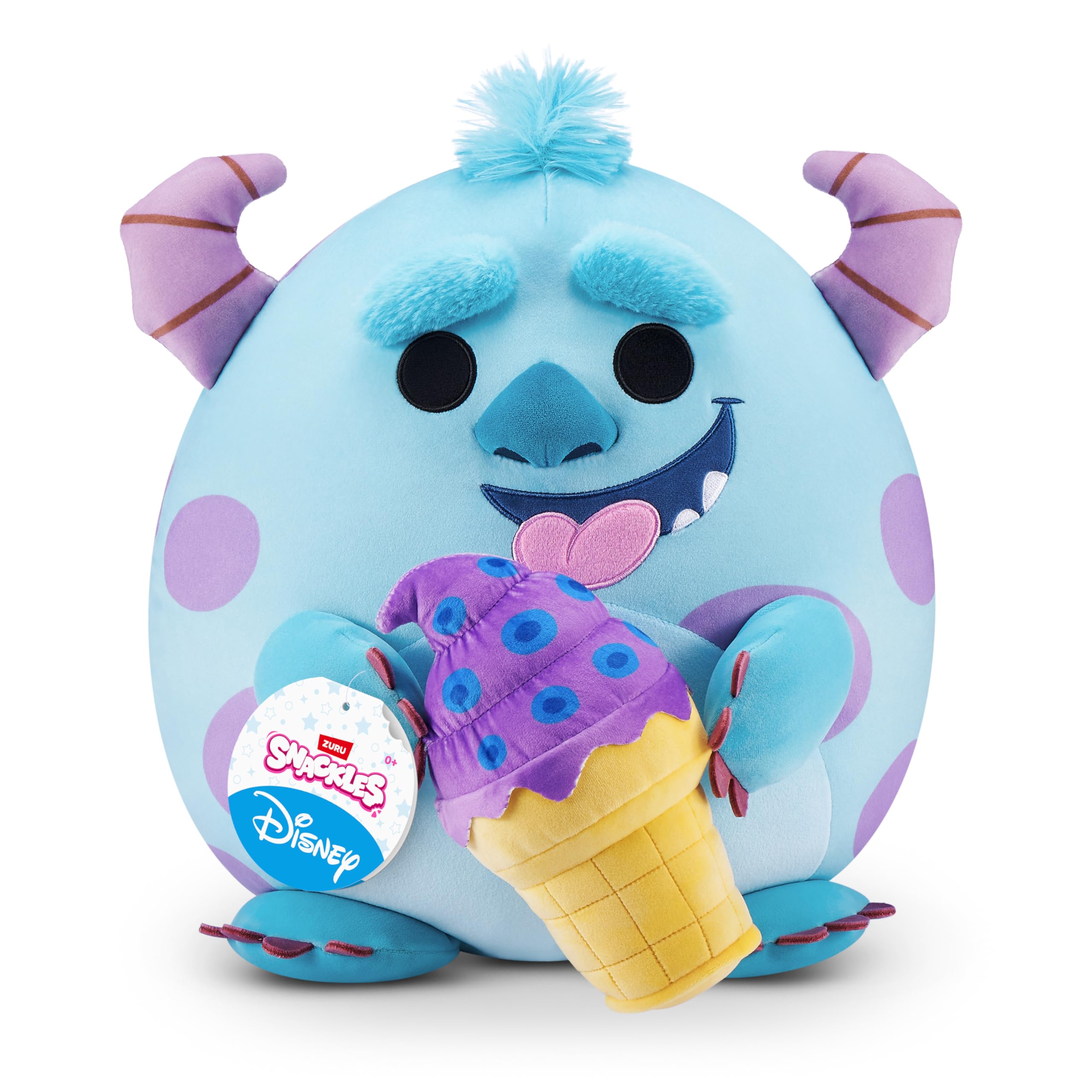 Snackles Disney Sulley 14-inch Plush Toy with Snack Accessory - Super-Soft Stuffed Animal for Kids