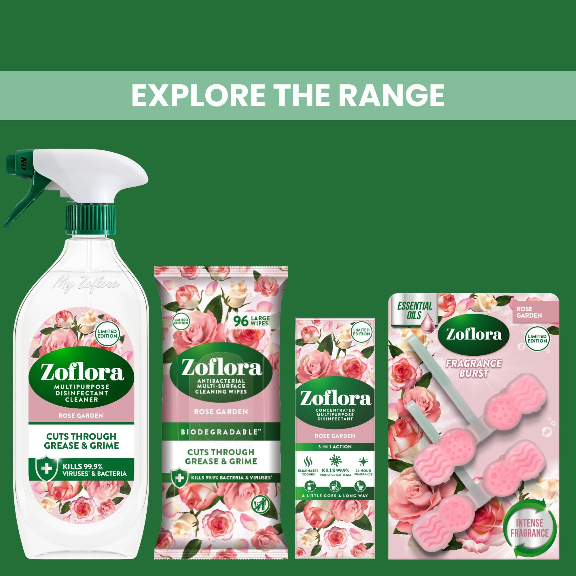 Zoflora Rim Blocks Rose Garden - Continuous Freshness & Odour Control | 2 x 48g 5