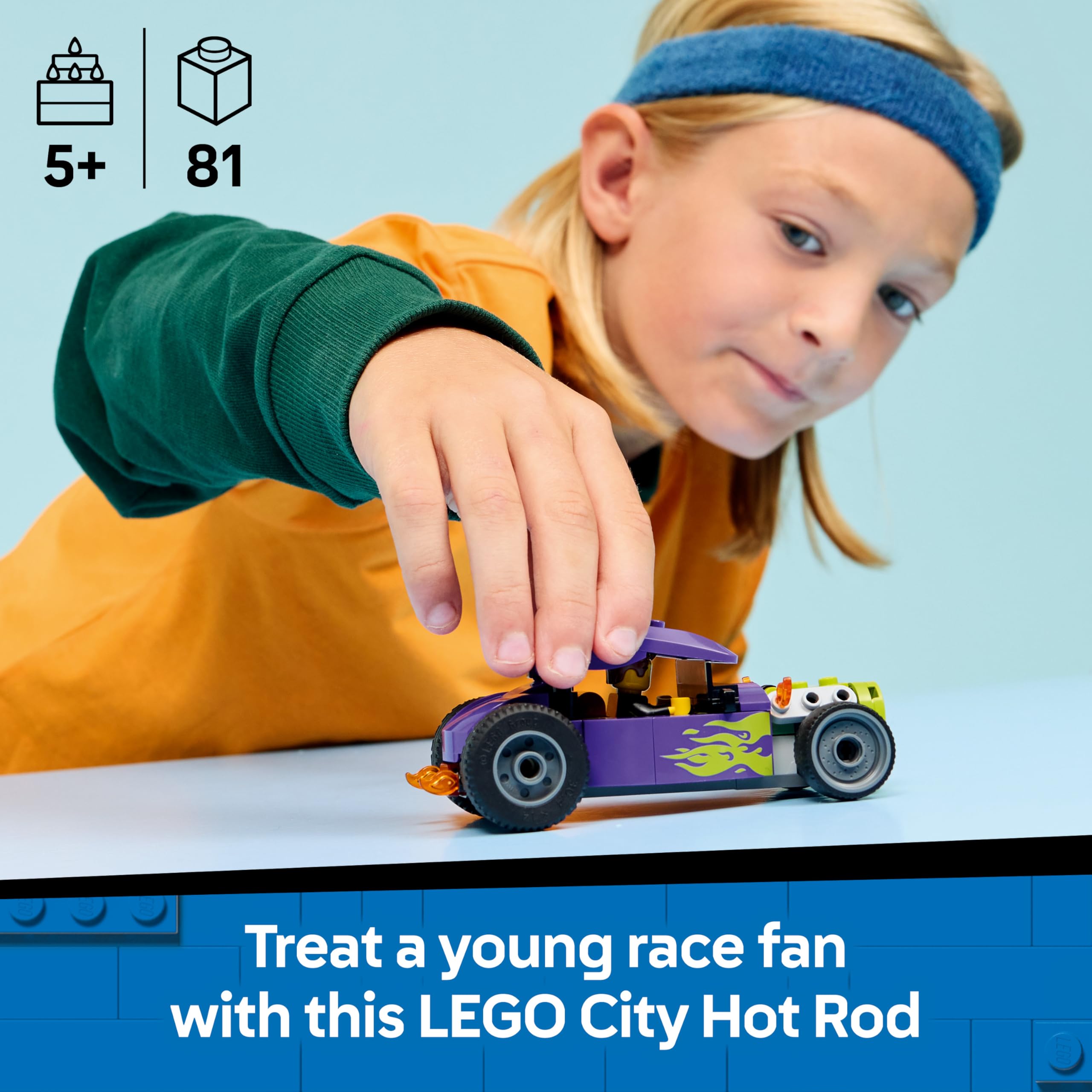 LEGO City Hot Rod Race Car Toy Set 60485 with Driver Minifigure | Ages 5+