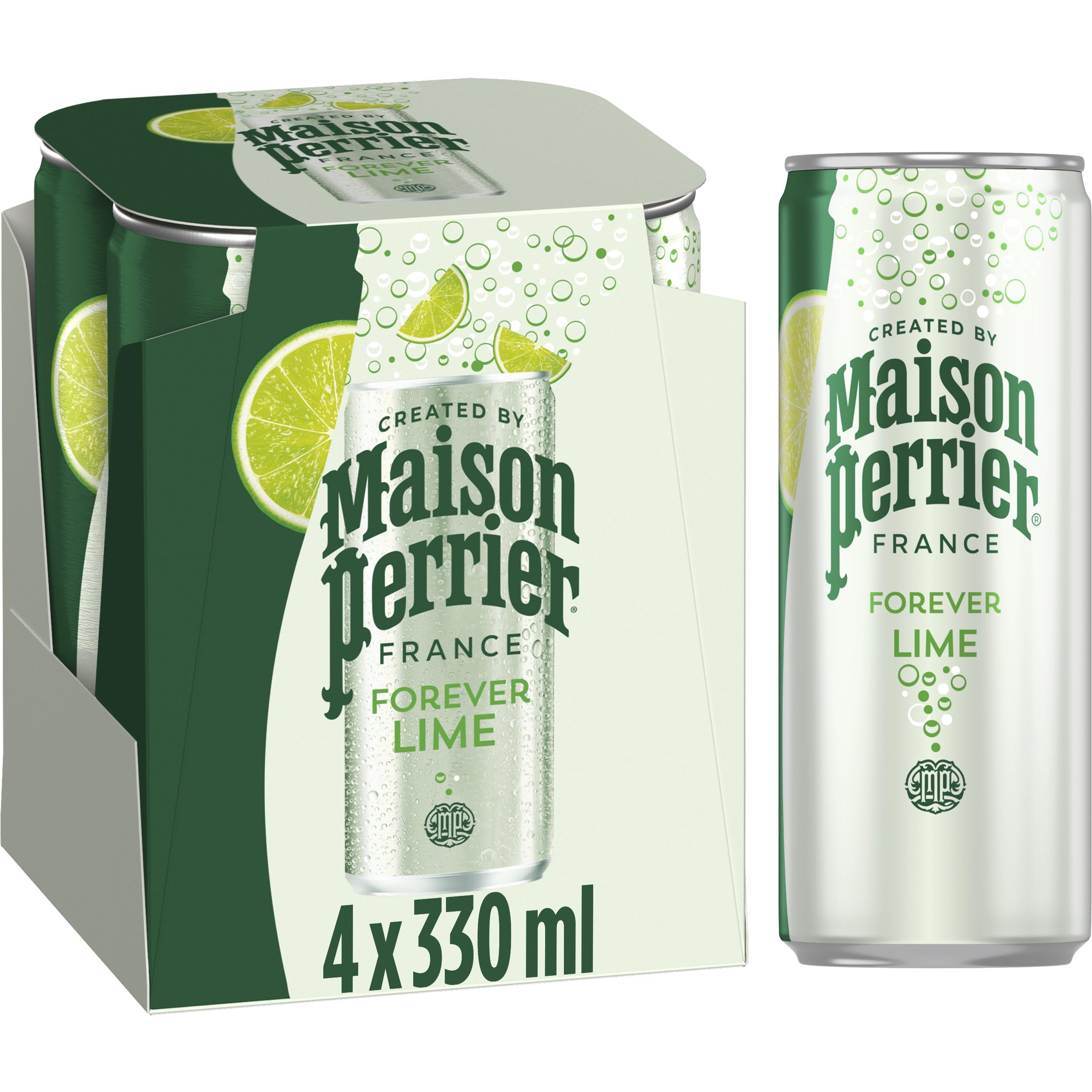 Maison Perrier Forever Lime Sparkling Water - 0 Calories, Natural Flavour | 4 x 330ml Cans