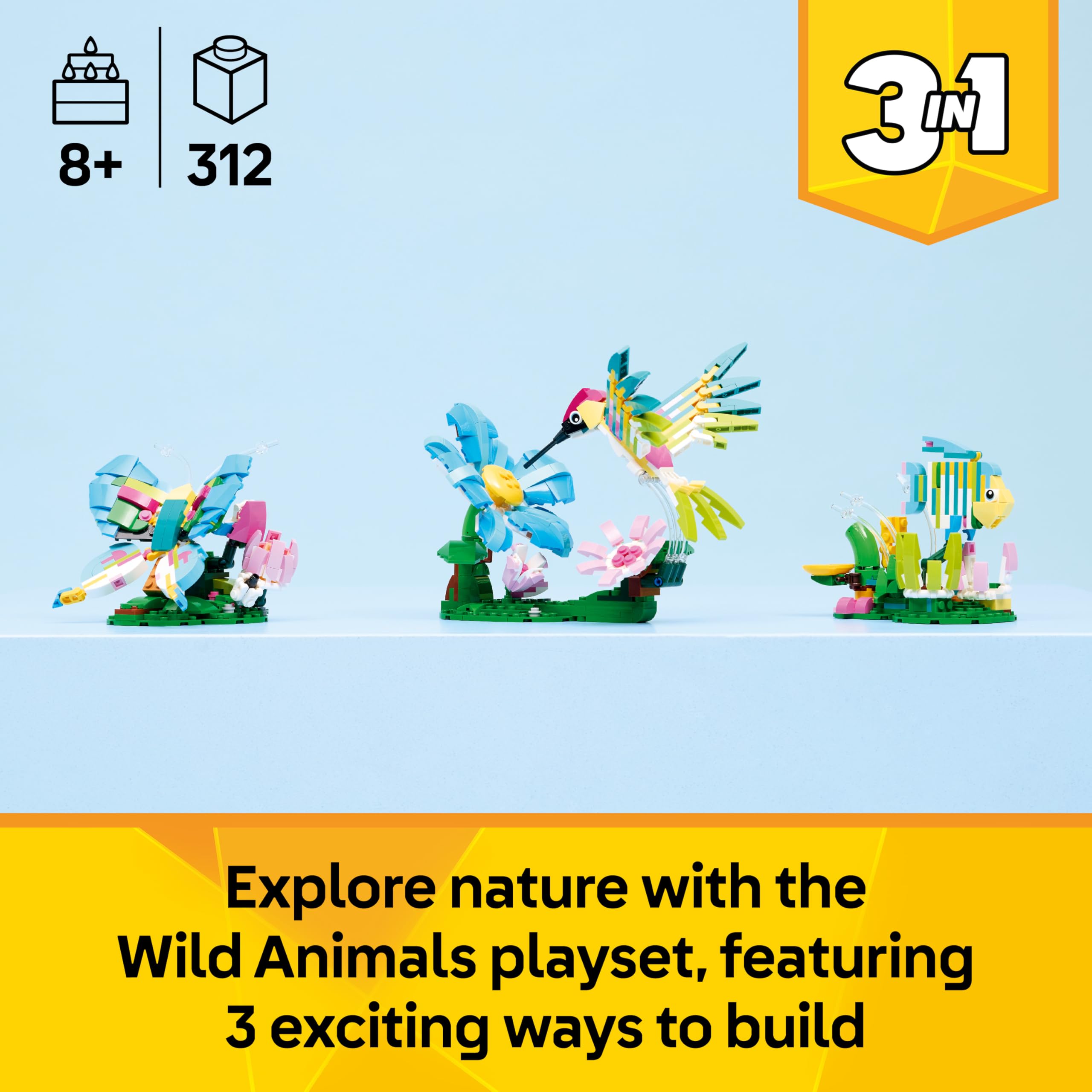 LEGO Creator 3in1 Wild Animals: Colourful Hummingbird Set 31384 | 3 Models in 1 | Ages 8+