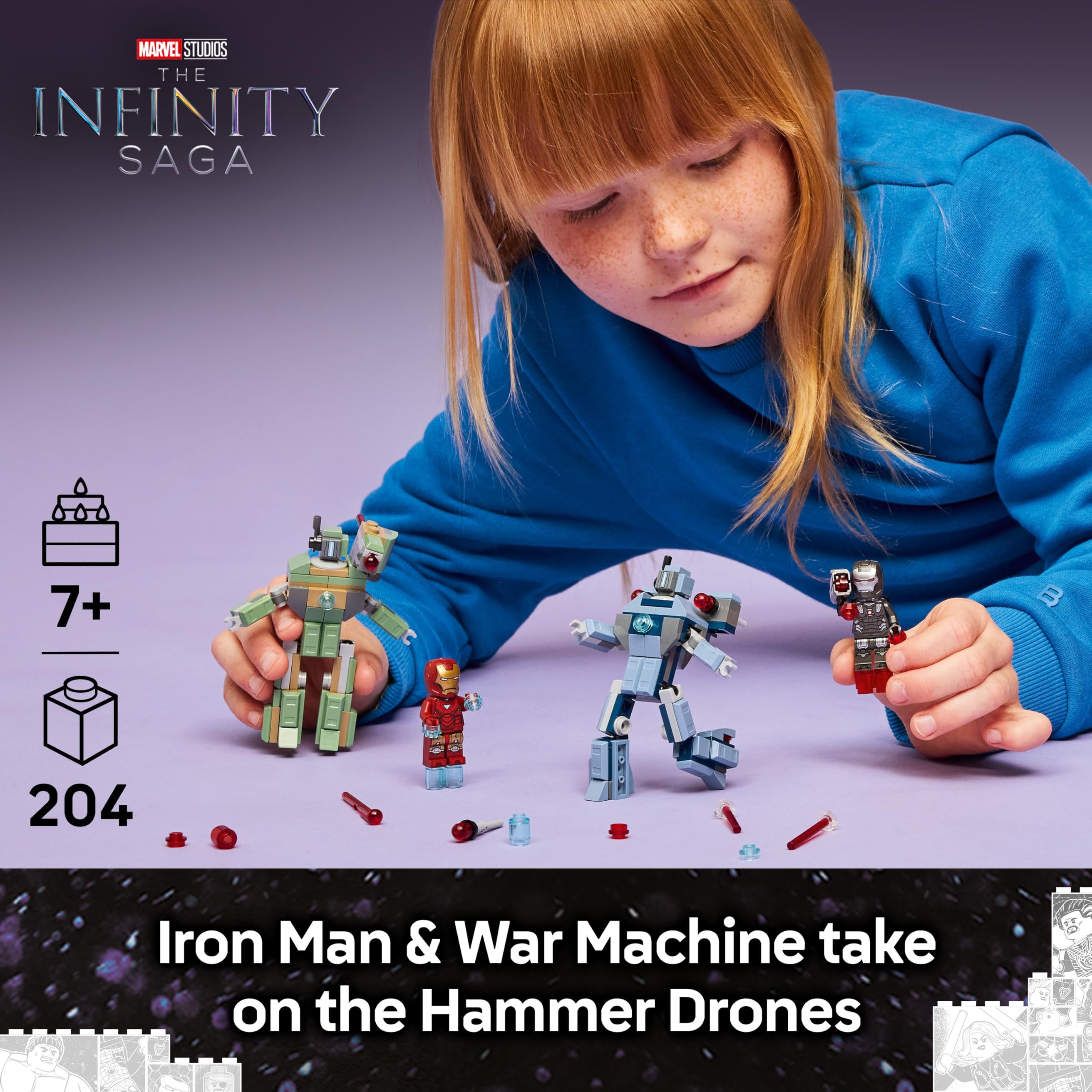 LEGO Marvel Iron Man & War Machine vs. Hammer Drones Building Set | Age 7+ | Model 76320