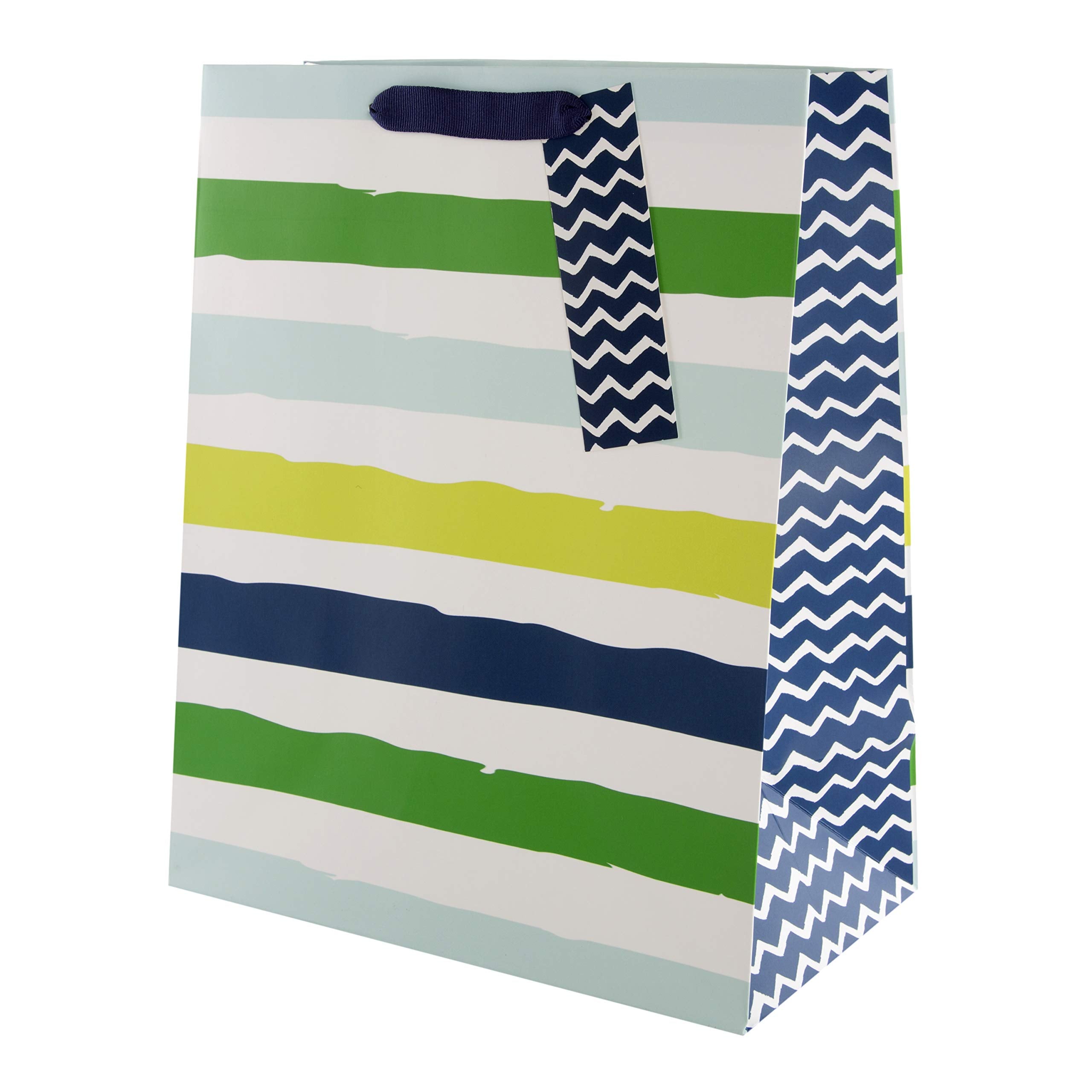 Hallmark Large Multi-Occasion Gift Bag - Blue and Green Striped Design | 33 cm x 26.5 cm x 14.6 cm 1