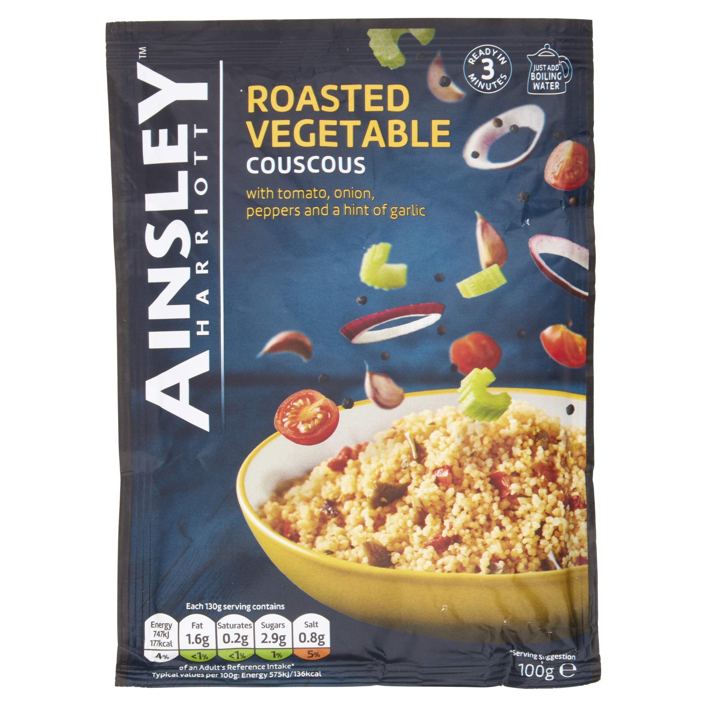 Ainsley Harriott Roasted Vegetable Couscous - Low Fat | 100g Single Serving | Pack of 12