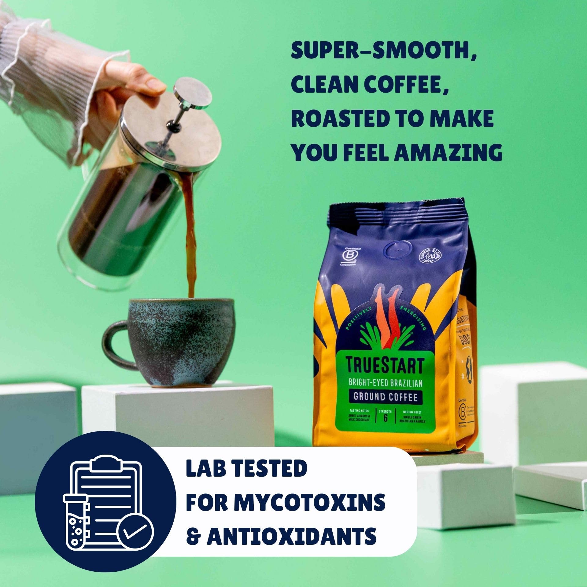 TRUESTART Bright-Eyed Brazilian Ground Coffee - Medium Roast | Mycotoxin-Free | 200g 3