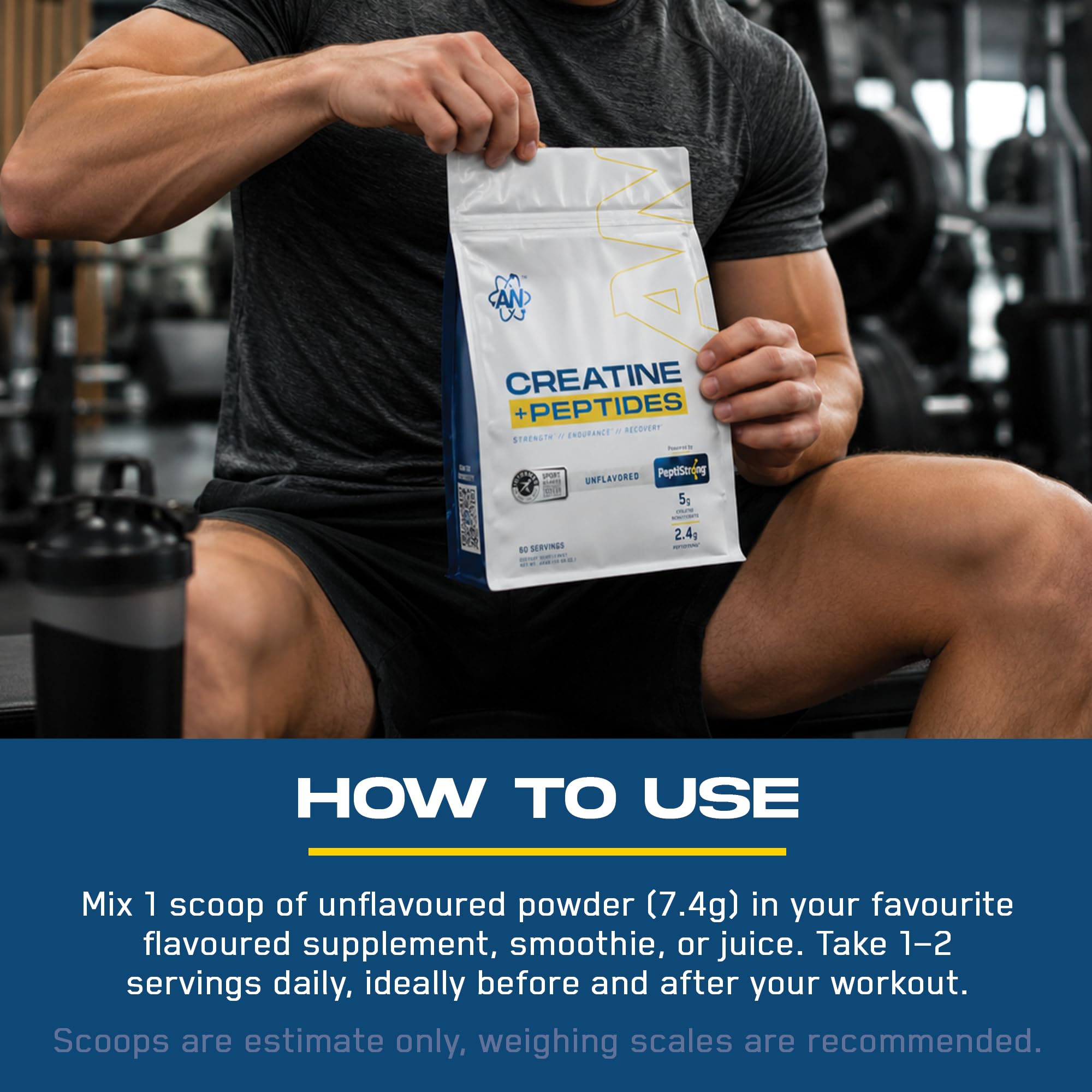AN Creatine + Peptide Powder - 5g Creatine Monohydrate | 60 Servings | Vegan, Halal 4