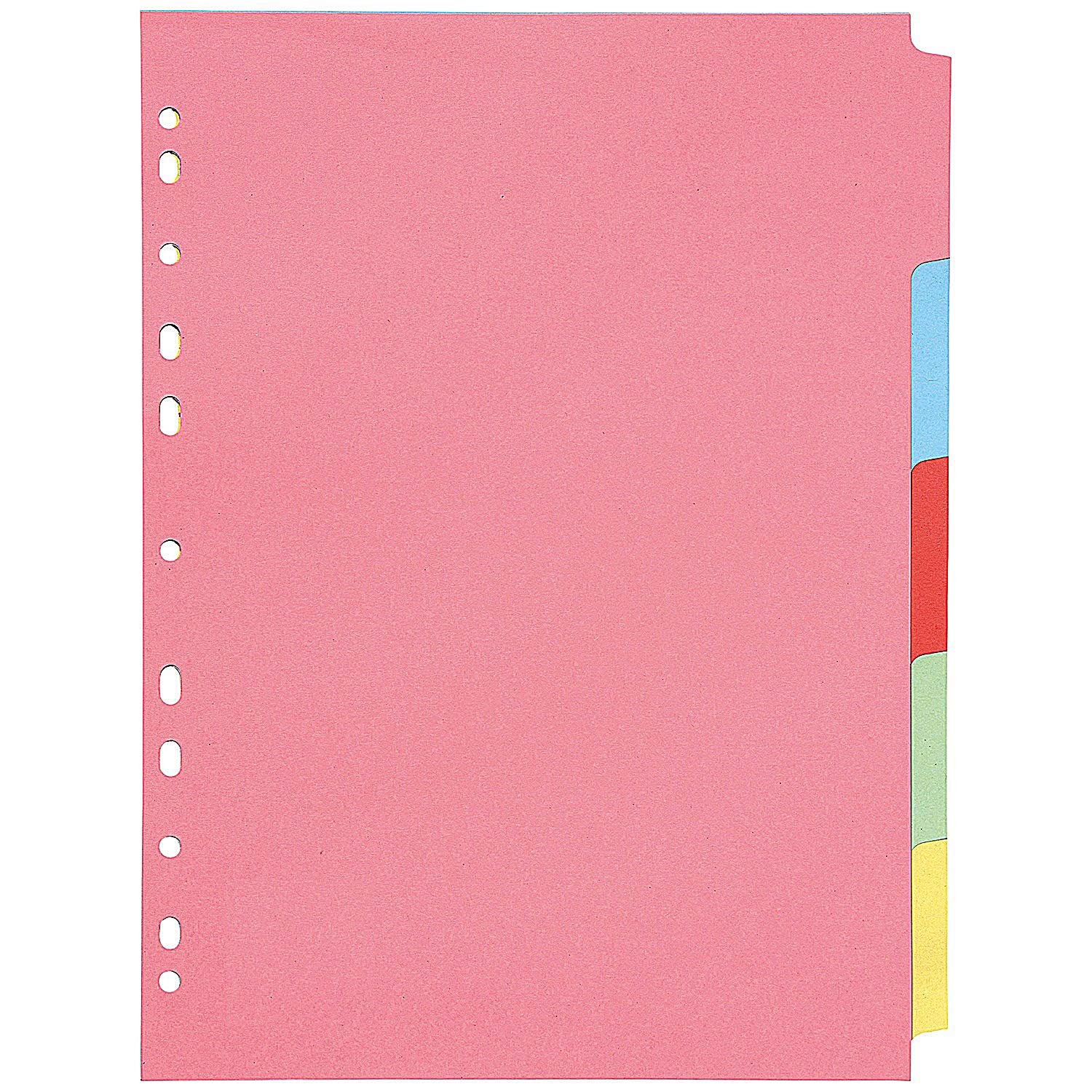 Q-Connect 5-Part Subject Divider A4 Multi-Punched KF26081 | 100% Recycled 160gsm Card