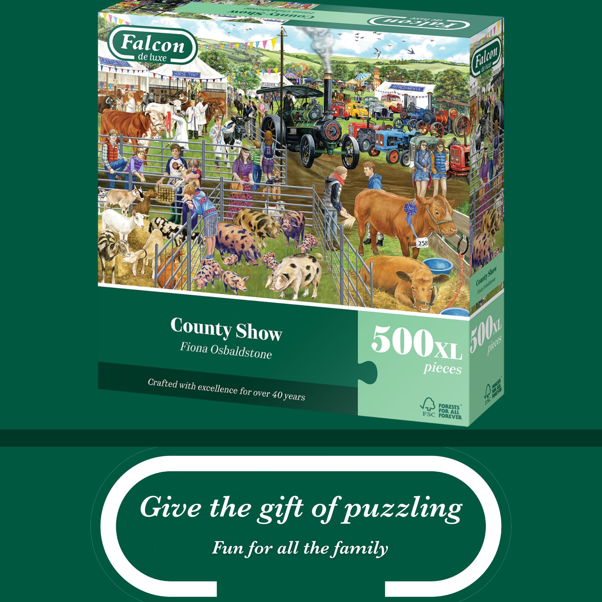 Falcon County Show 500 XL Piece Jigsaw Puzzle - Illustrated by Linda Birkinshaw 4
