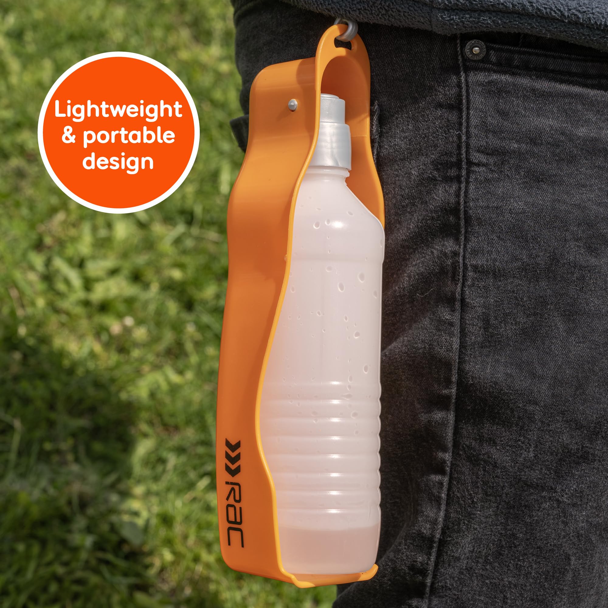 Pet Brands Rac Travel Water Bottle - Lightweight & Easy to Use | Orange Plastic | 26 x 7 x 7cm 6