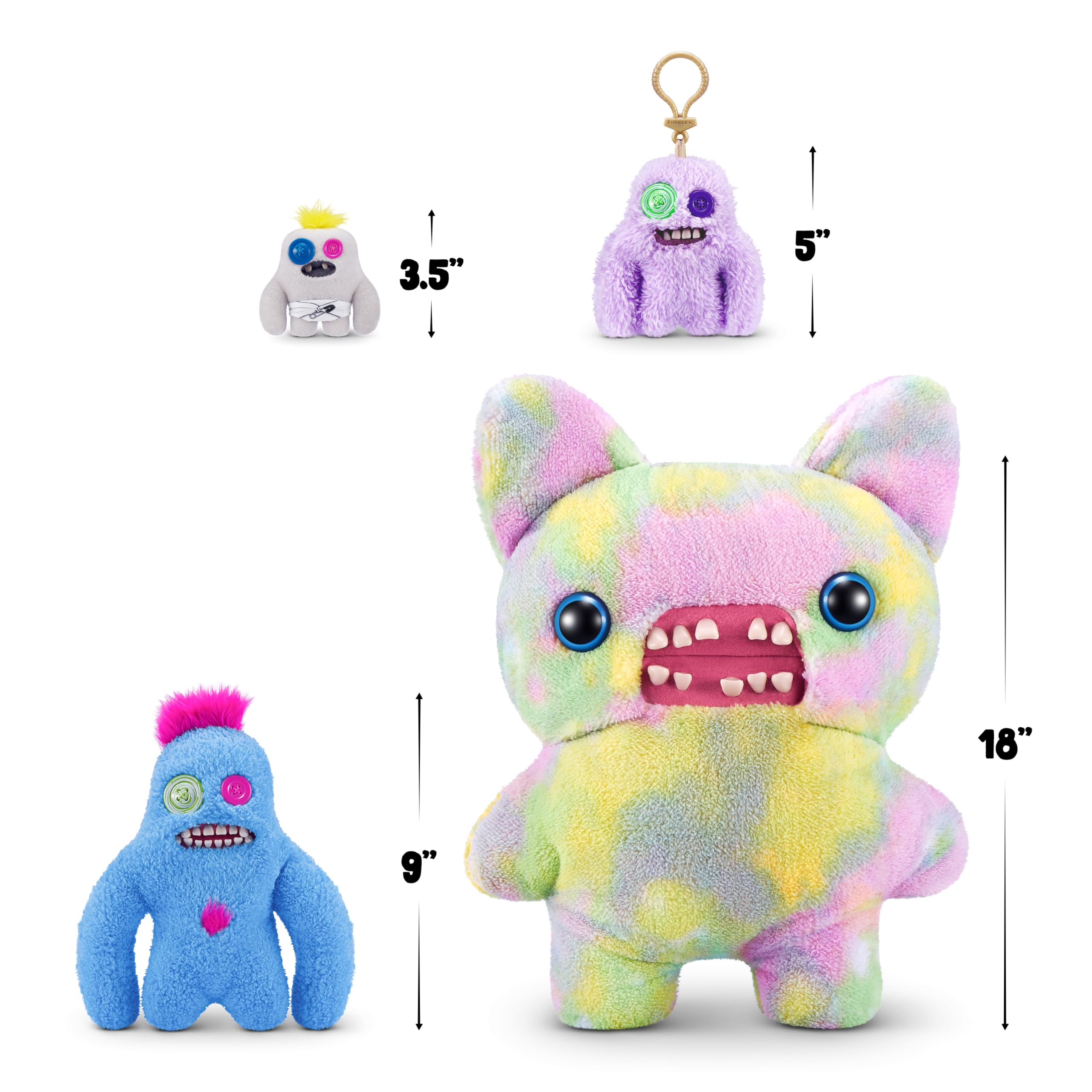 Fuggler Hairy Fuggs 2-Pack - 9-inch Funny Ugly Monster Plush Toys for Kids 4+ 4