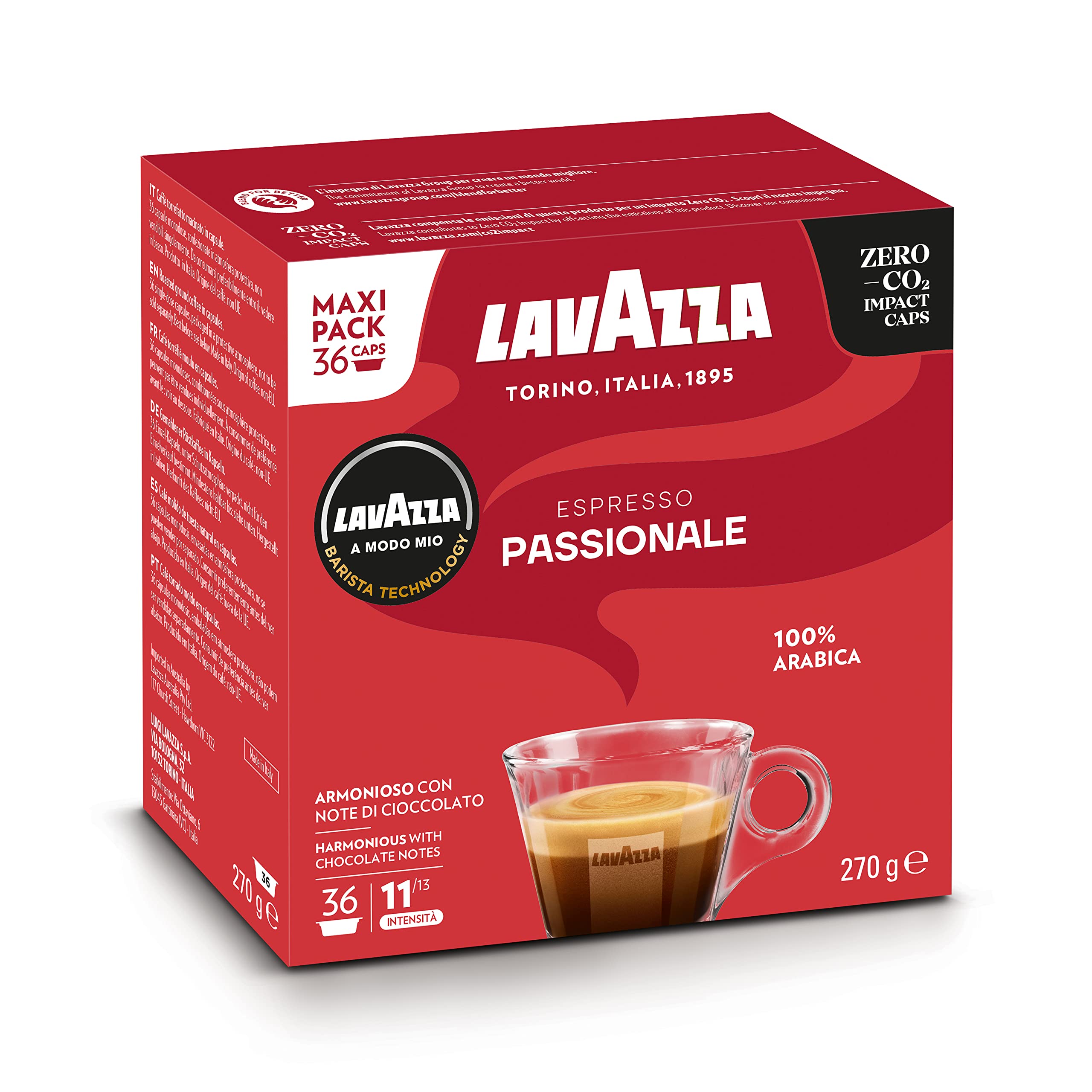 Lavazza A Modo Mio Espresso Passionale Kaffeepads, 100 % Arabica, 36 Kapseln
