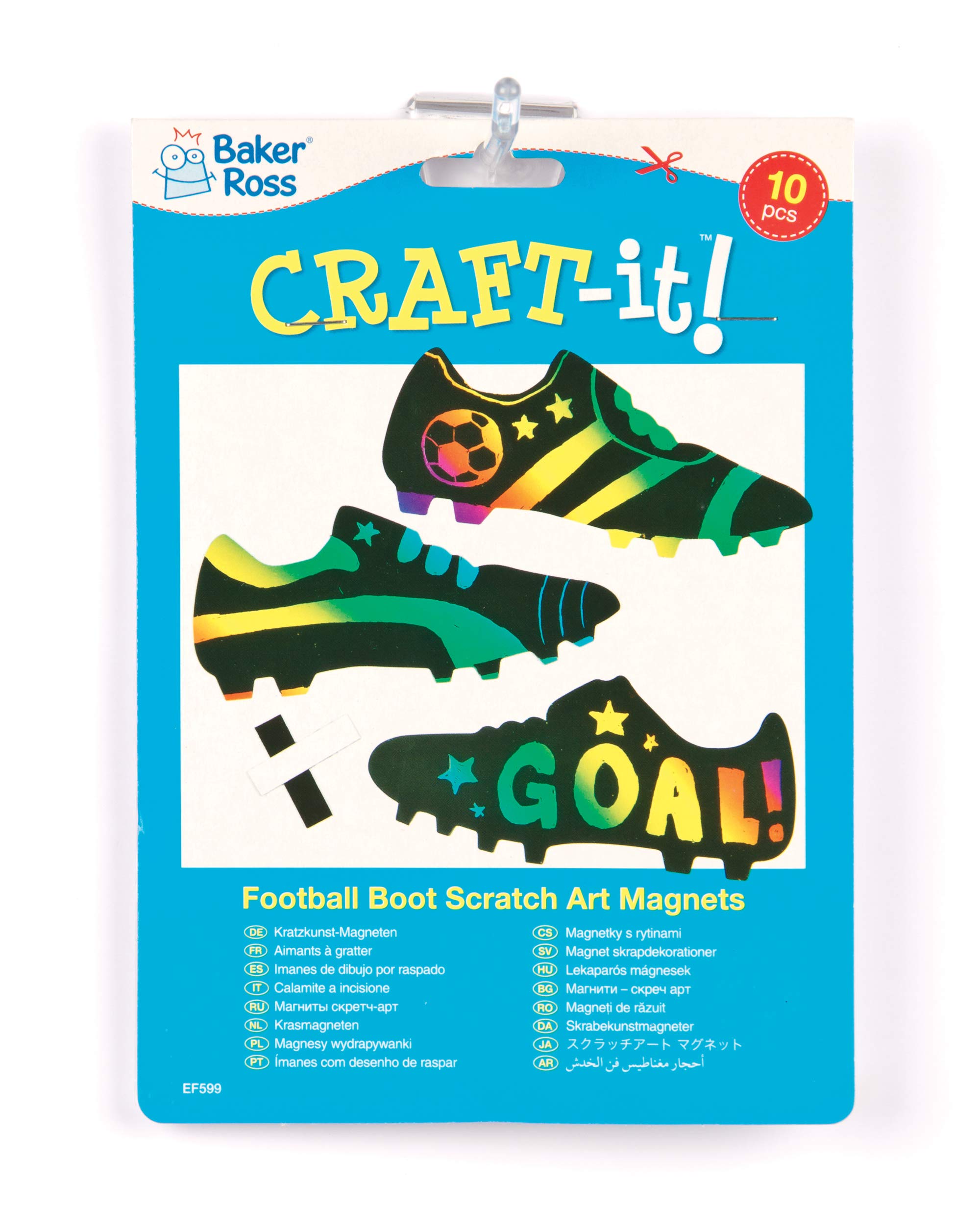 Baker Ross Football Boot Scratch Art Magnets - 10 Pack | Self-Adhesive | Includes Tools 6