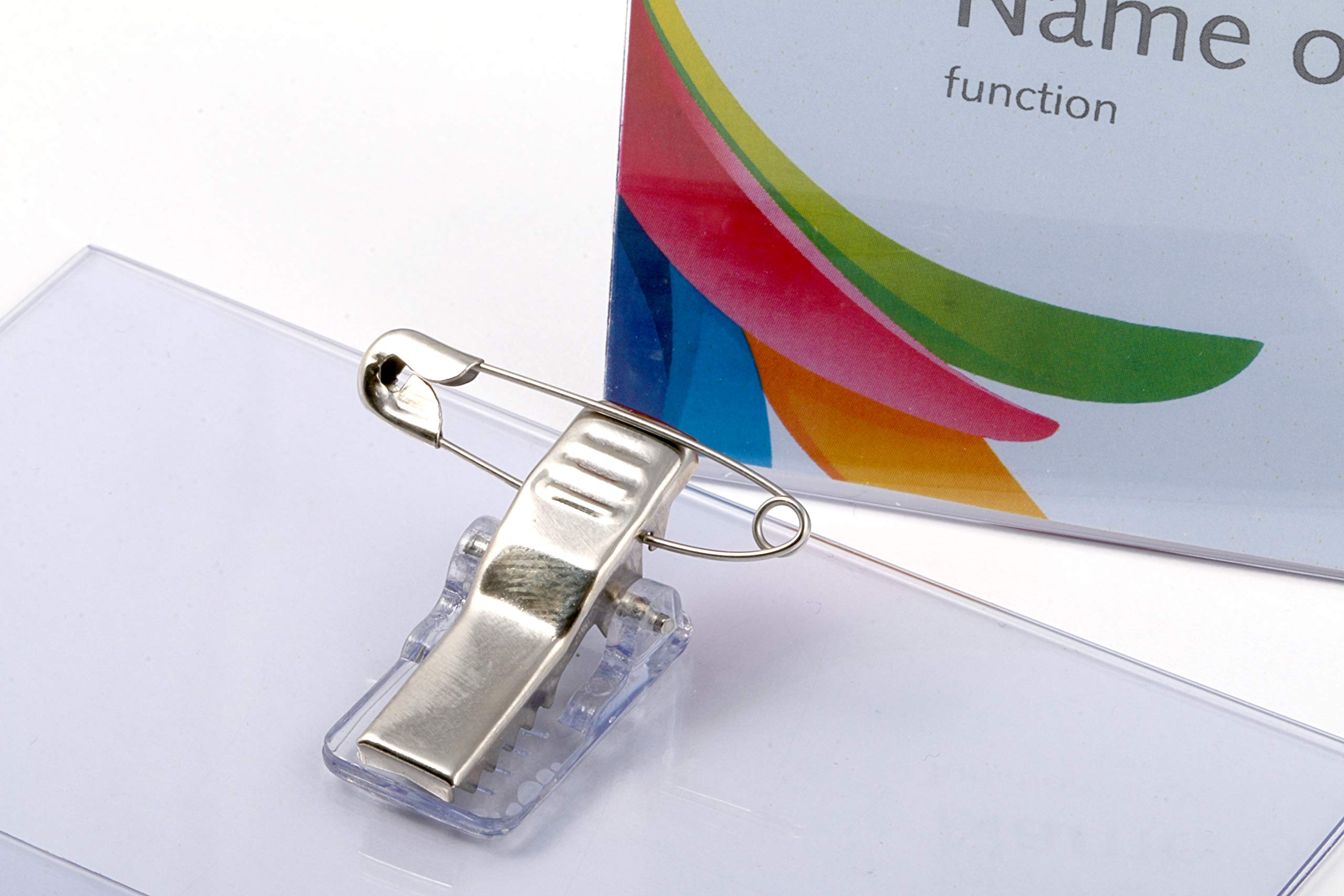 Europel Name Badge Holders (Pack of 24) - 0.3mm PVC with Crocodile Clip & Safety Pin 3