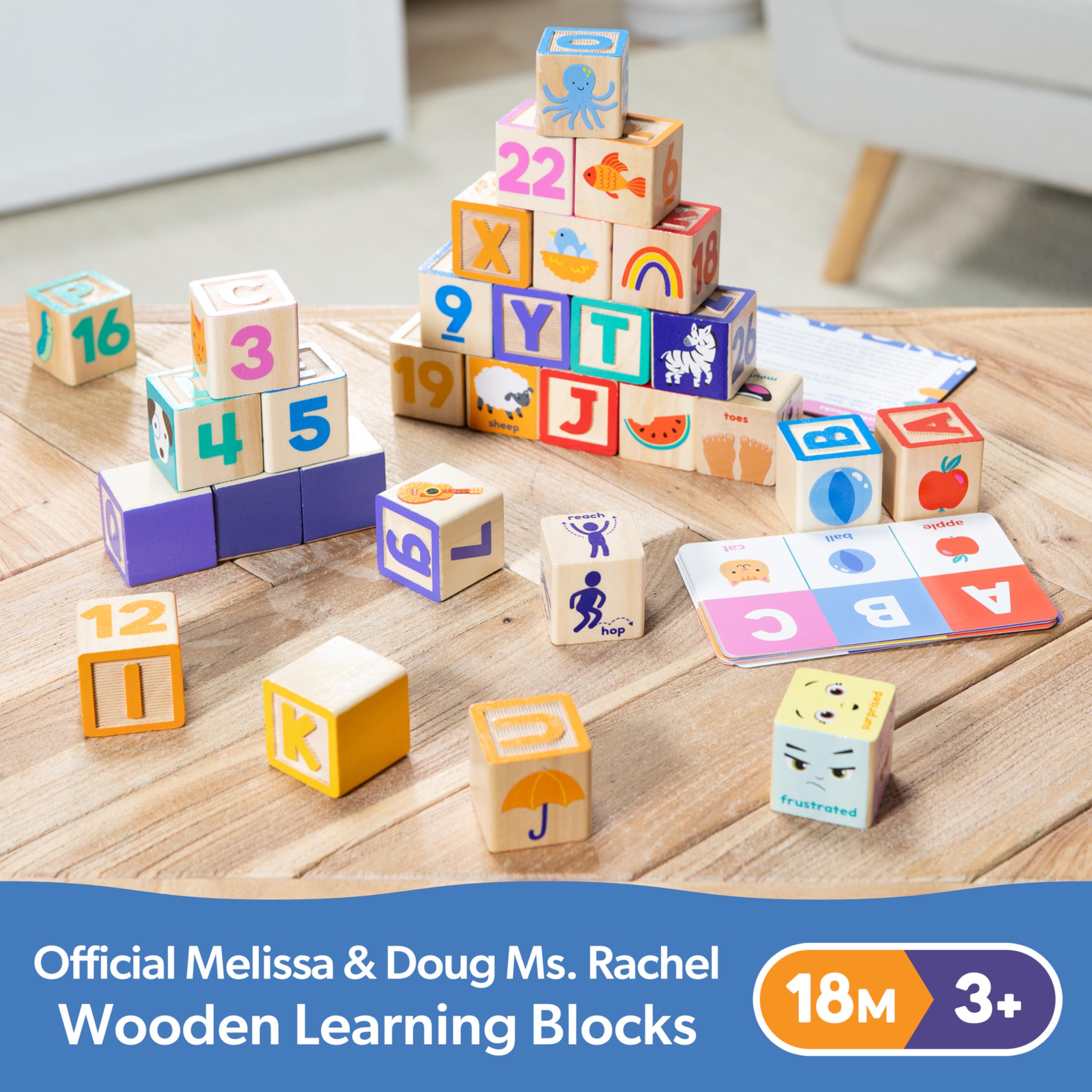 Melissa & Doug Ms. Rachel Wooden Learning Blocks Set for Ages 18 Months+ | 30 Blocks & 14 Cards 9