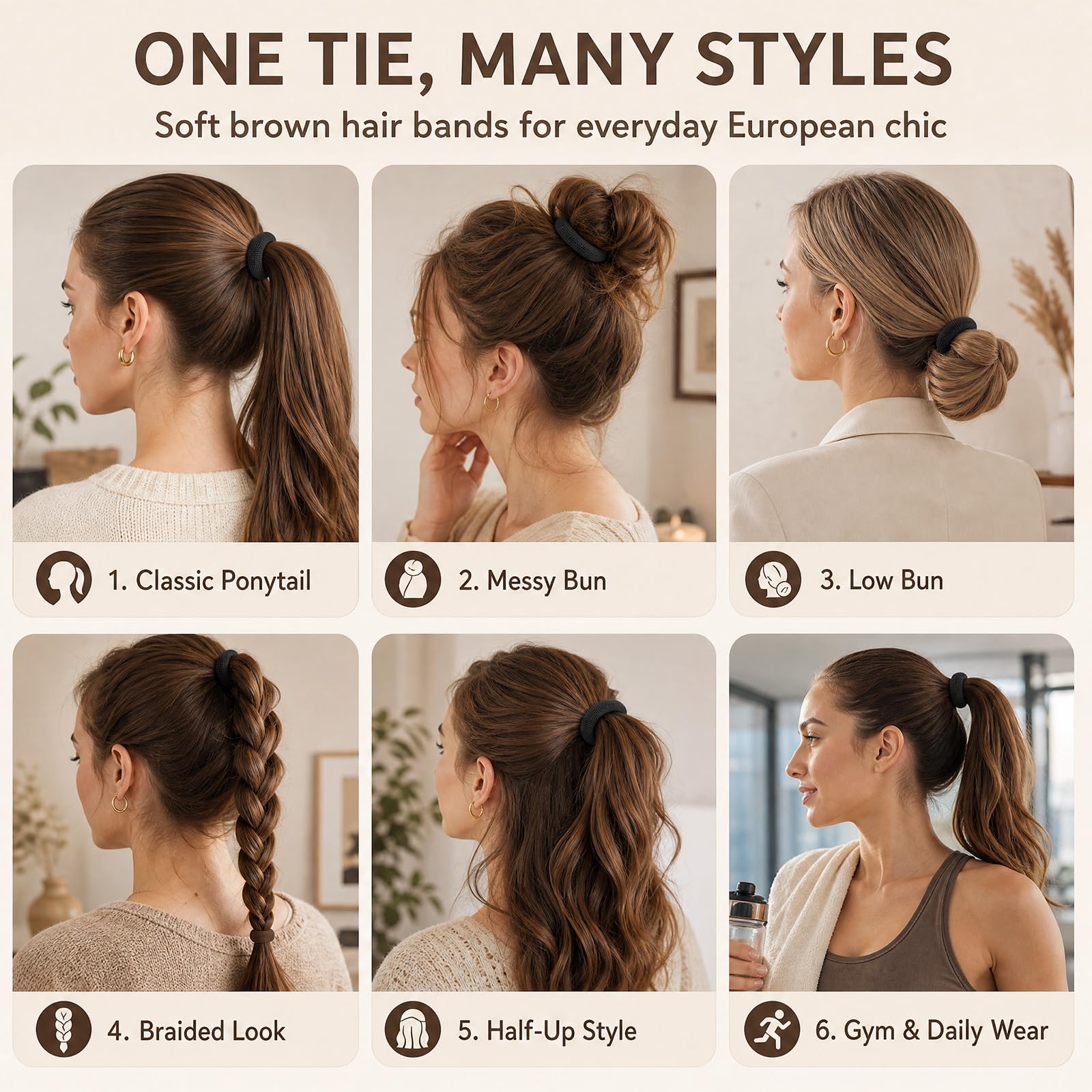 Admygo Elastic Hair Ties - 50 Pack Seamless Thick Hair Bands | High Elasticity Fabric 6