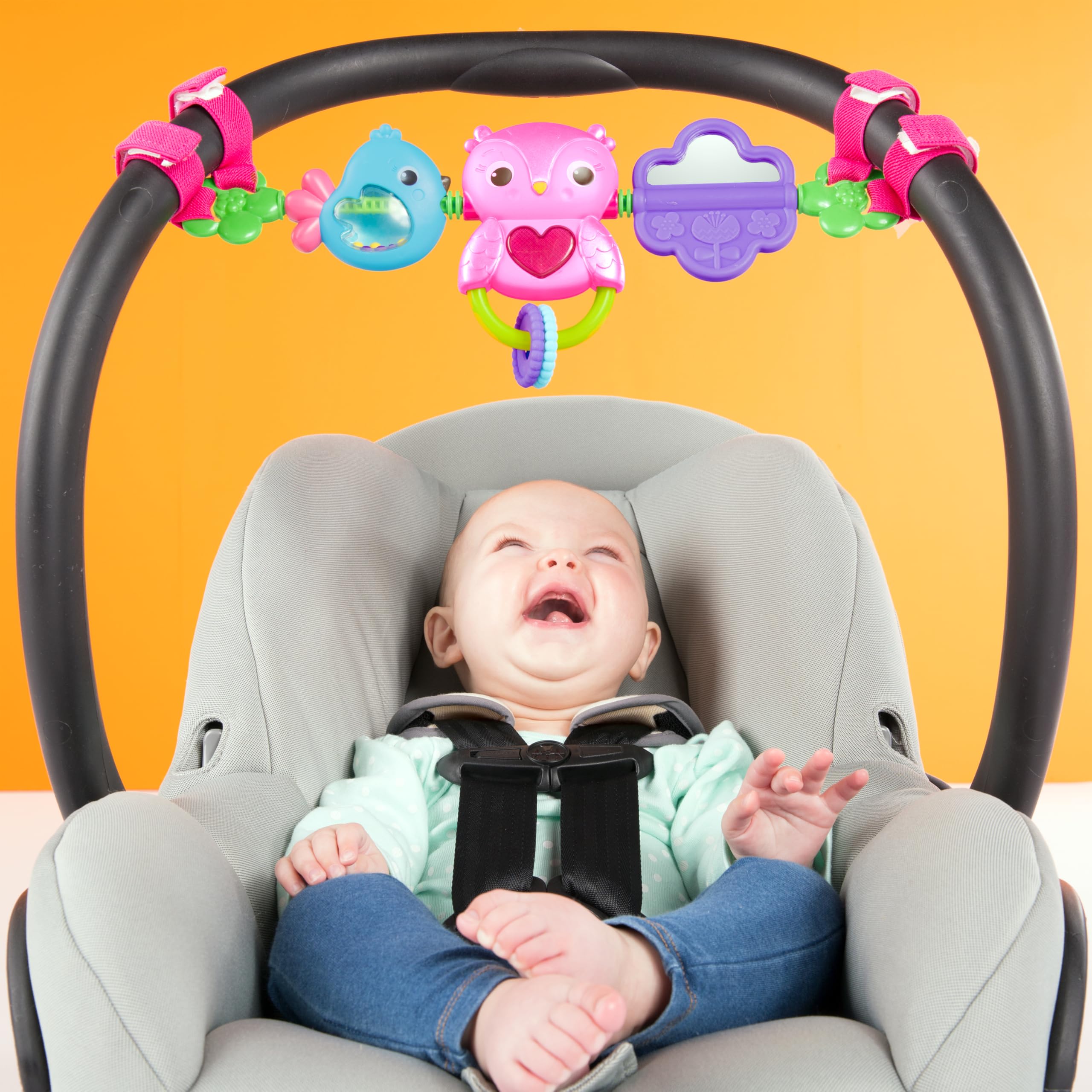 Bright Starts Busy Birdies Carrier Toy Bar - Musical with Lights | Attaches to Most Carriers 6
