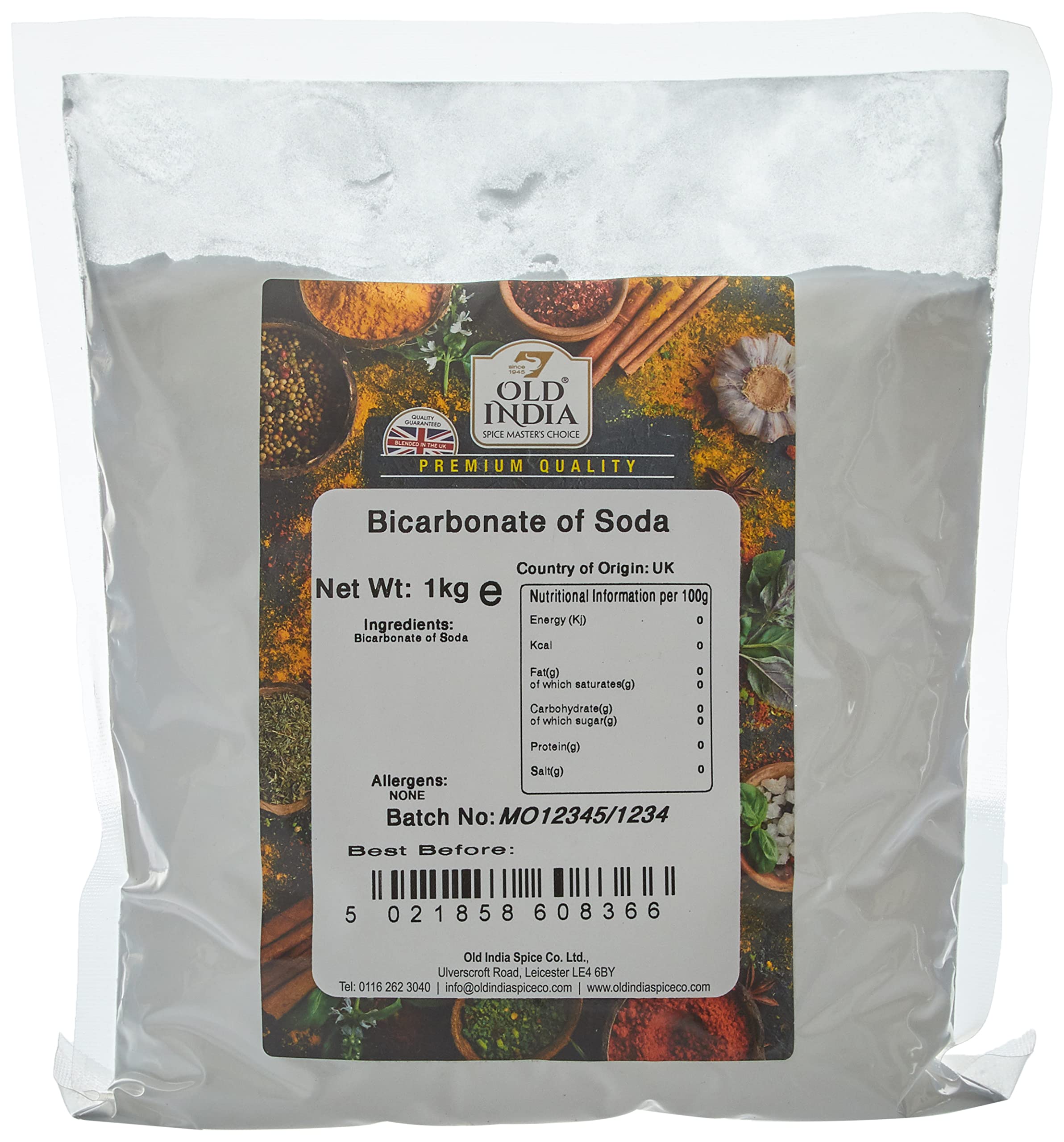Old India Bicarbonate of Soda Powder - Natural Raising Agent | 1kg | 2 Year Shelf Life 1