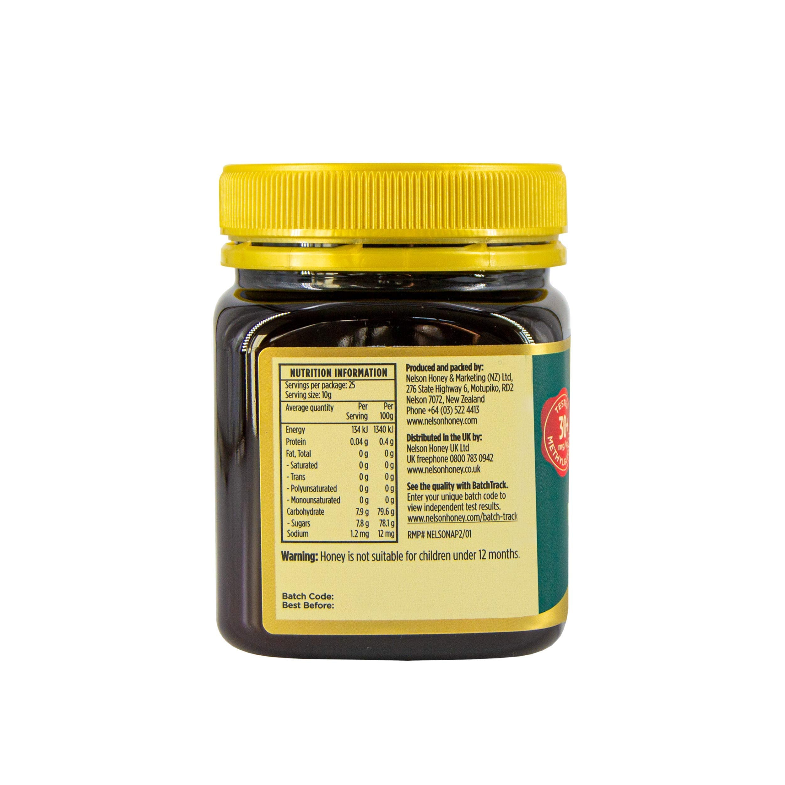 Nelson Honey New Zealand Manuka Honey 30+ MGO | 250g Pure New Zealand Honey Syrup