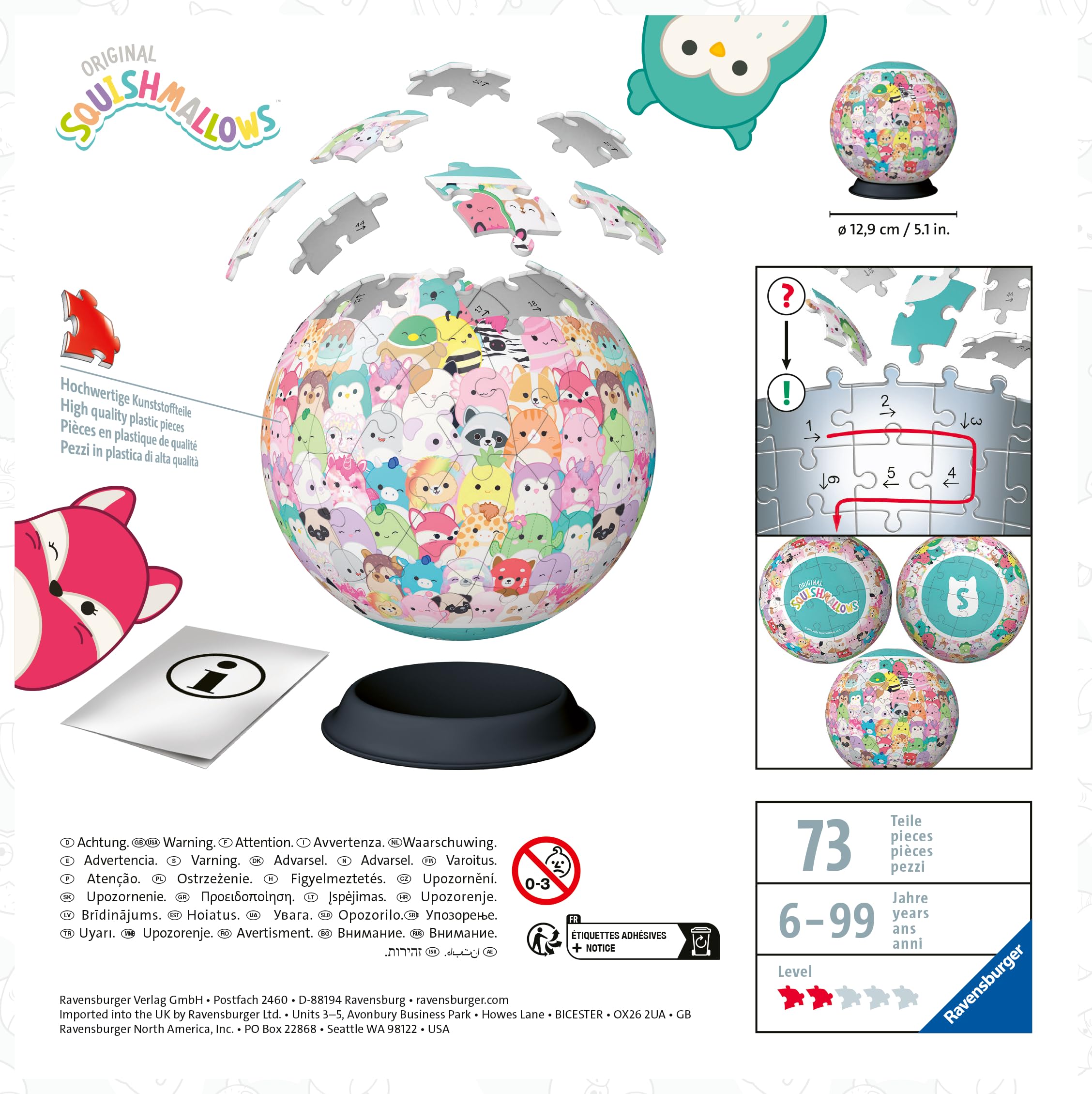 Ravensburger Squishmallows 3D Puzzle Ball 72 Pieces | Ages 6+ | No Glue Required 4