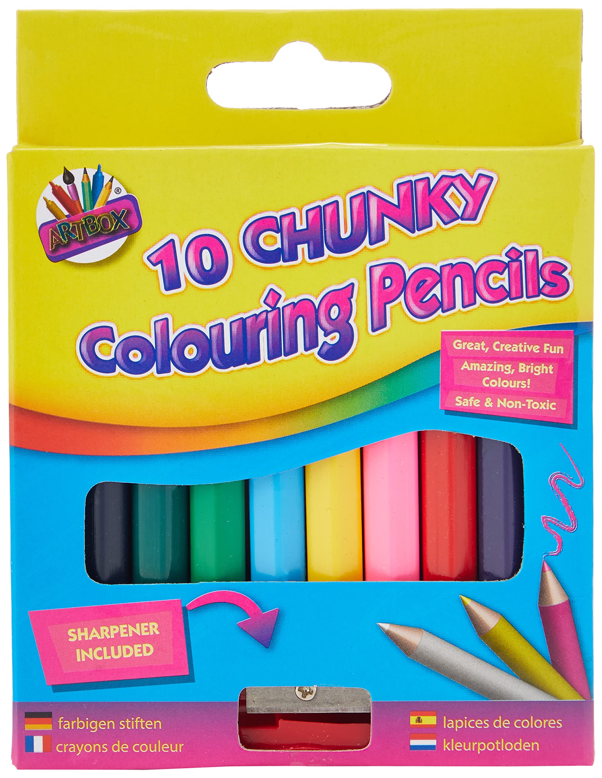 ART BOX 1/2 Size Chunky Colouring Pencils - 10 Count Pack | HB Hardness | Wood Material 3