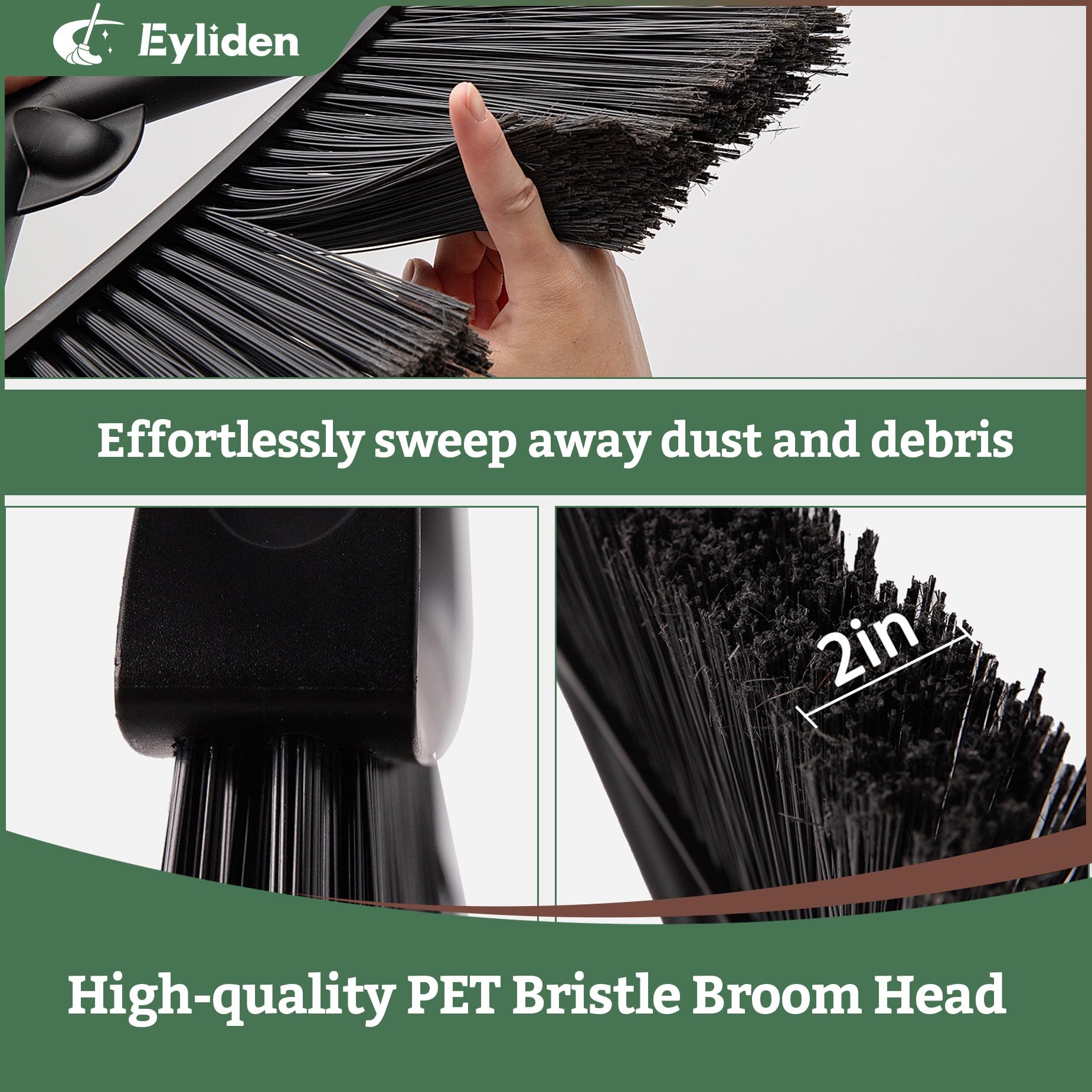 Eyliden Long Handled Dustpan and Brush Set - Upright, Windproof Lid | 58.8in Broom 4