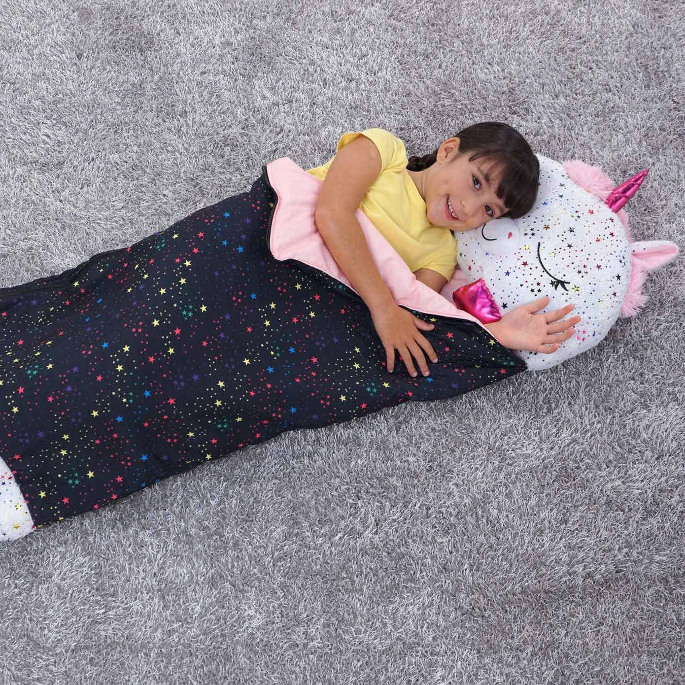 Happy Nappers Kinderschlafsack – Schimmerndes Einhorn – Plüschtier &amp; bequemer Schlafsack 7