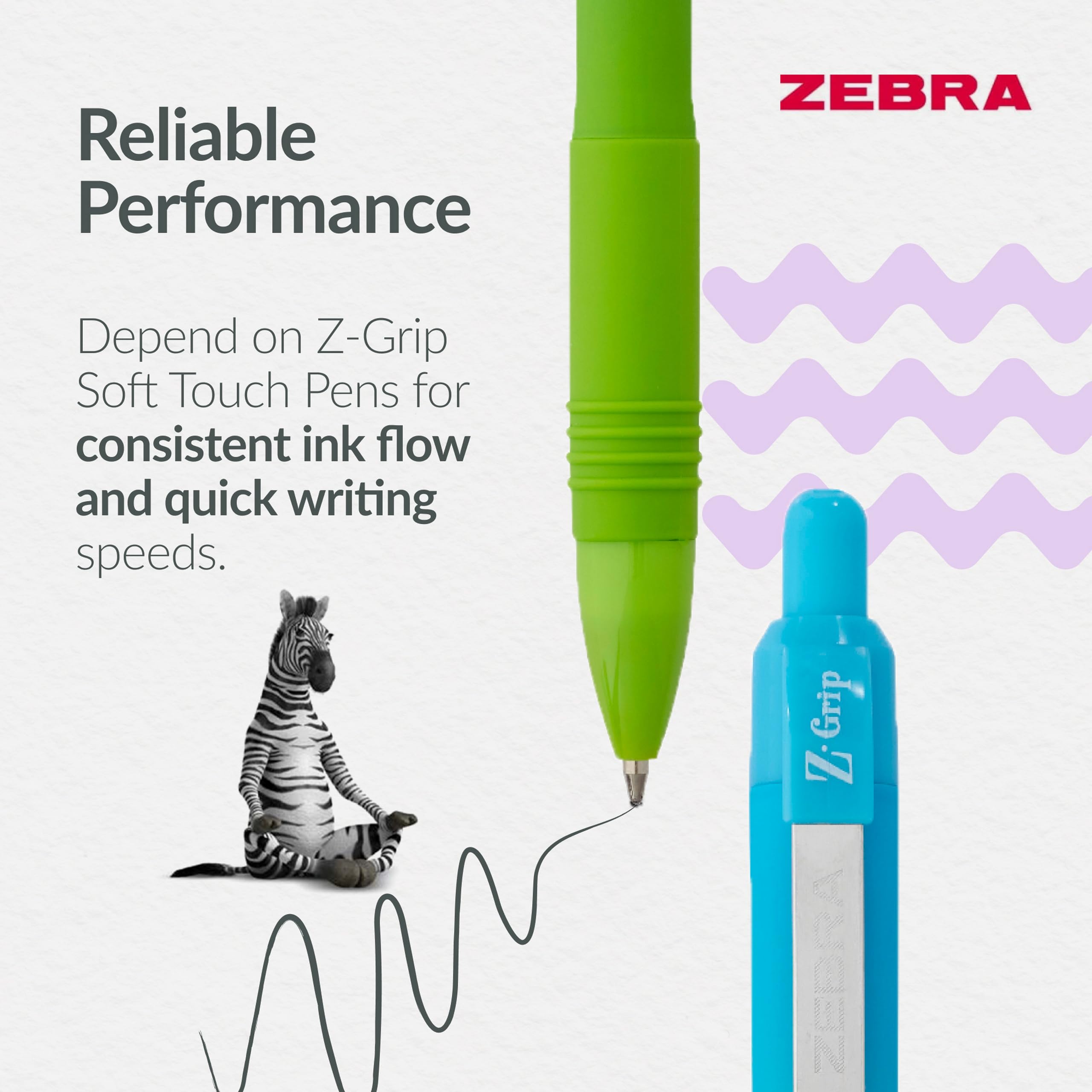 Zebra Pen Z-Grip Soft Touch Ballpoint Pens - Black Ink, 1.0mm Medium Point, 3 Pack 4