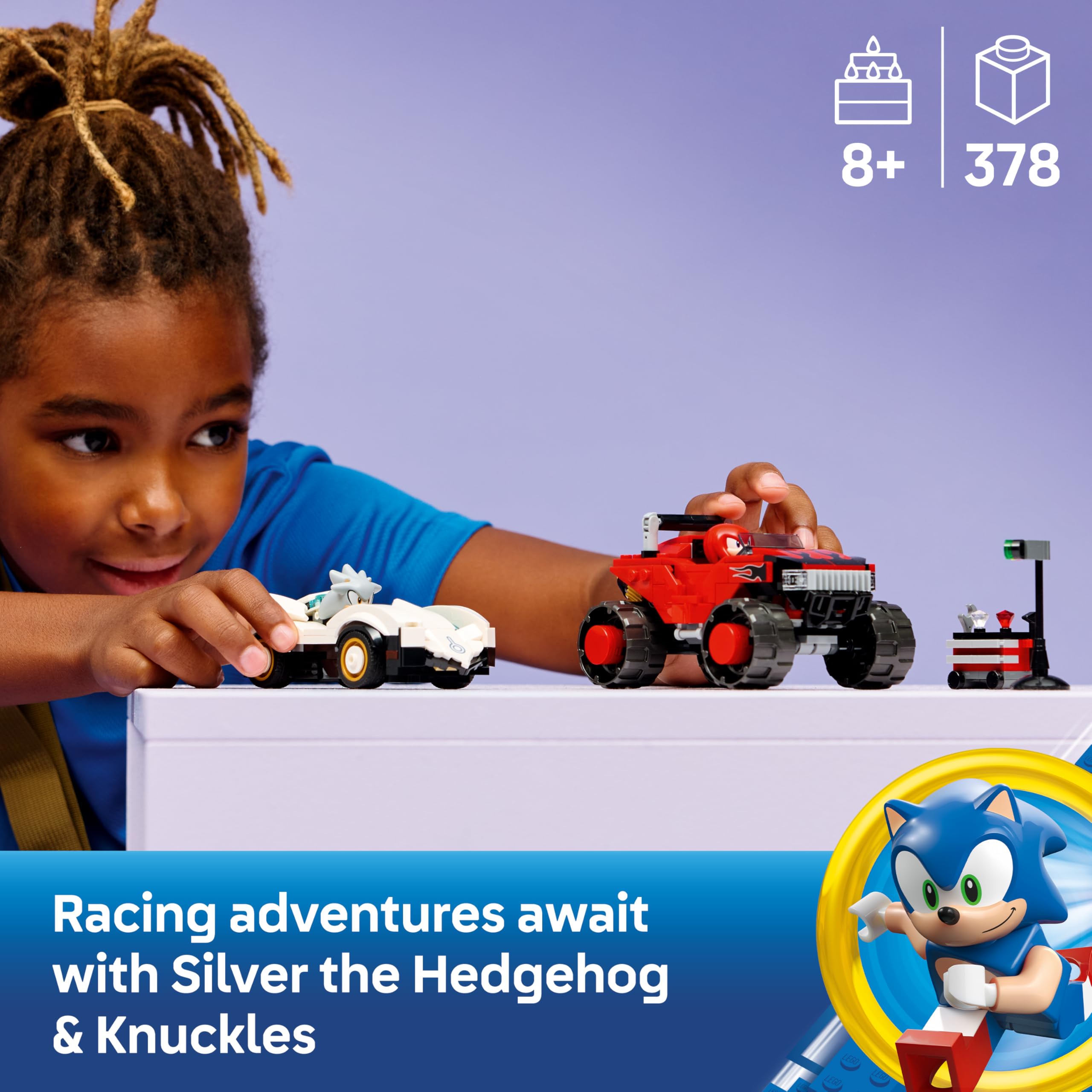 LEGO Sonic the Hedgehog Silver's Car vs. Knuckles' Monster Truck Building Set 77118 for Ages 8+