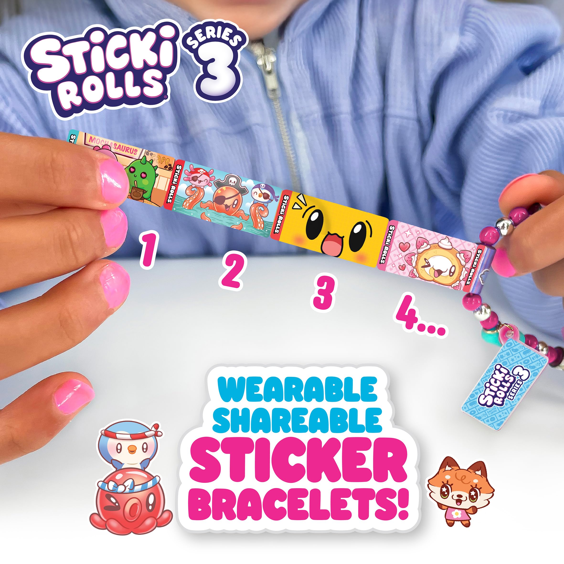 STICKI ROLLS Sticki Station S3 Jewelry Making Kit | 320 Stickers | 144 Beads | Create 6 Bracelets & 2 Necklaces 3
