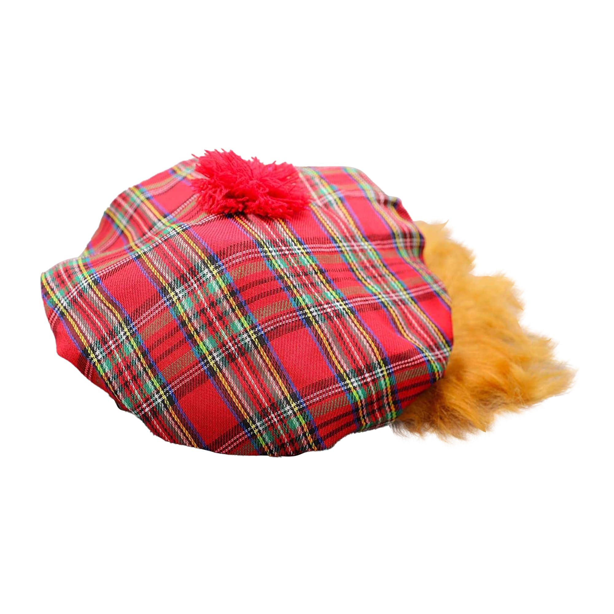 Bristol Novelty Scots Tartan Hat with Ginger Hair - Adult Costume Headwear