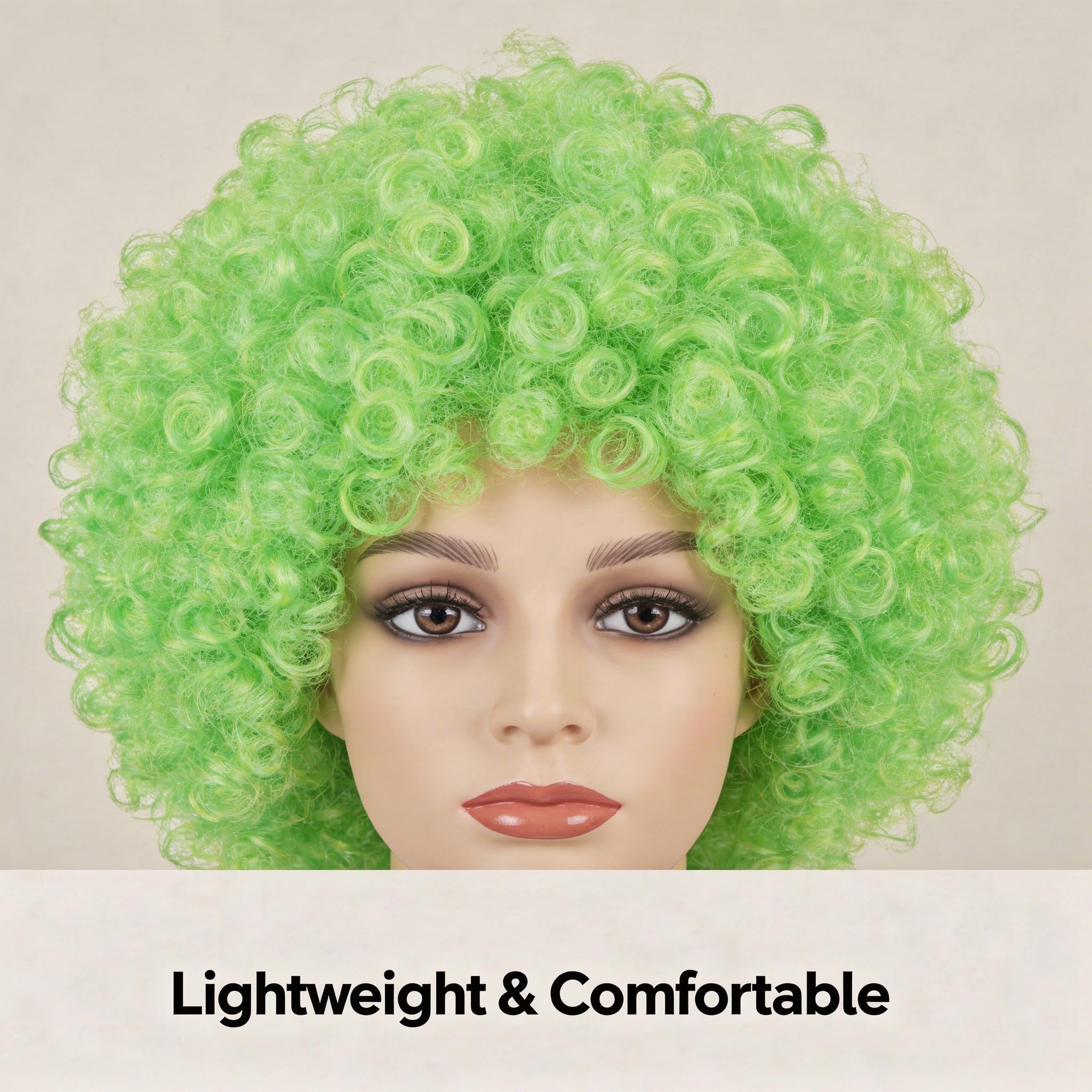 SHATCHI Unisex Adult Green Curly Bouncy Afro Wig | Fir Resistant Material | Adjustable Fit 7